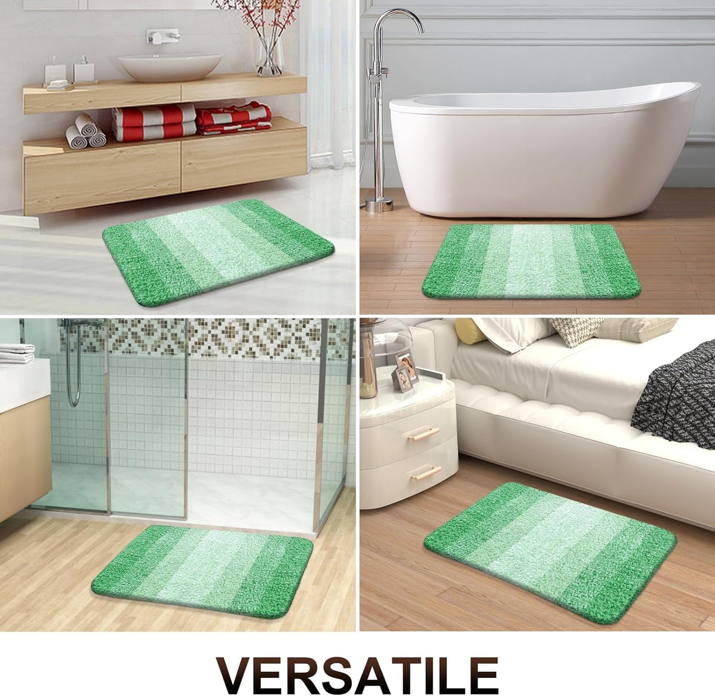OLANLY Bathroom Runner Rug - Extra Soft Microfiber Mat, Quick Dry & Washable | 59x20 Inches, Green