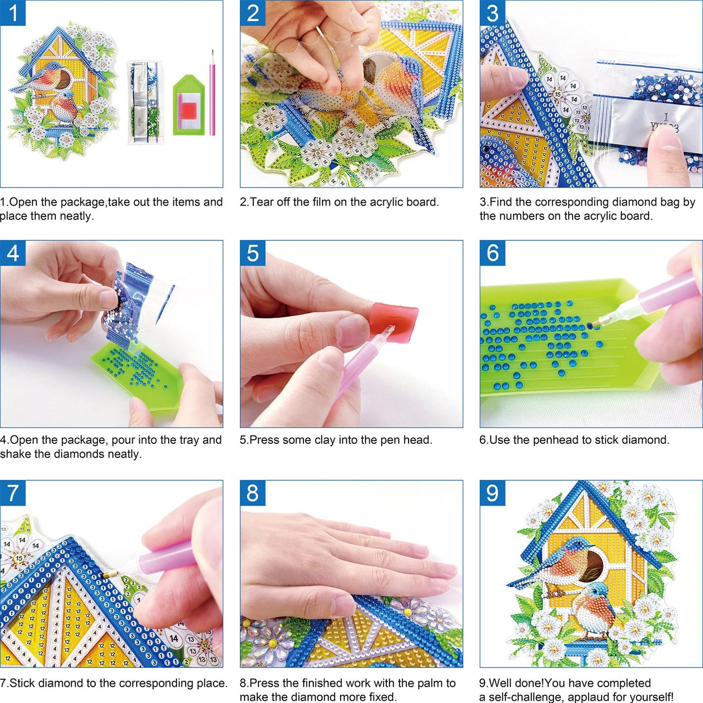 ARTopet DIY Diamond Desktop Ornaments Diamond Art Full Round Drill Paint by Numbers Mosaic Kits Tabletop Ornaments Single Sided Diamond Design Home Decor-Independence Day Bouquet