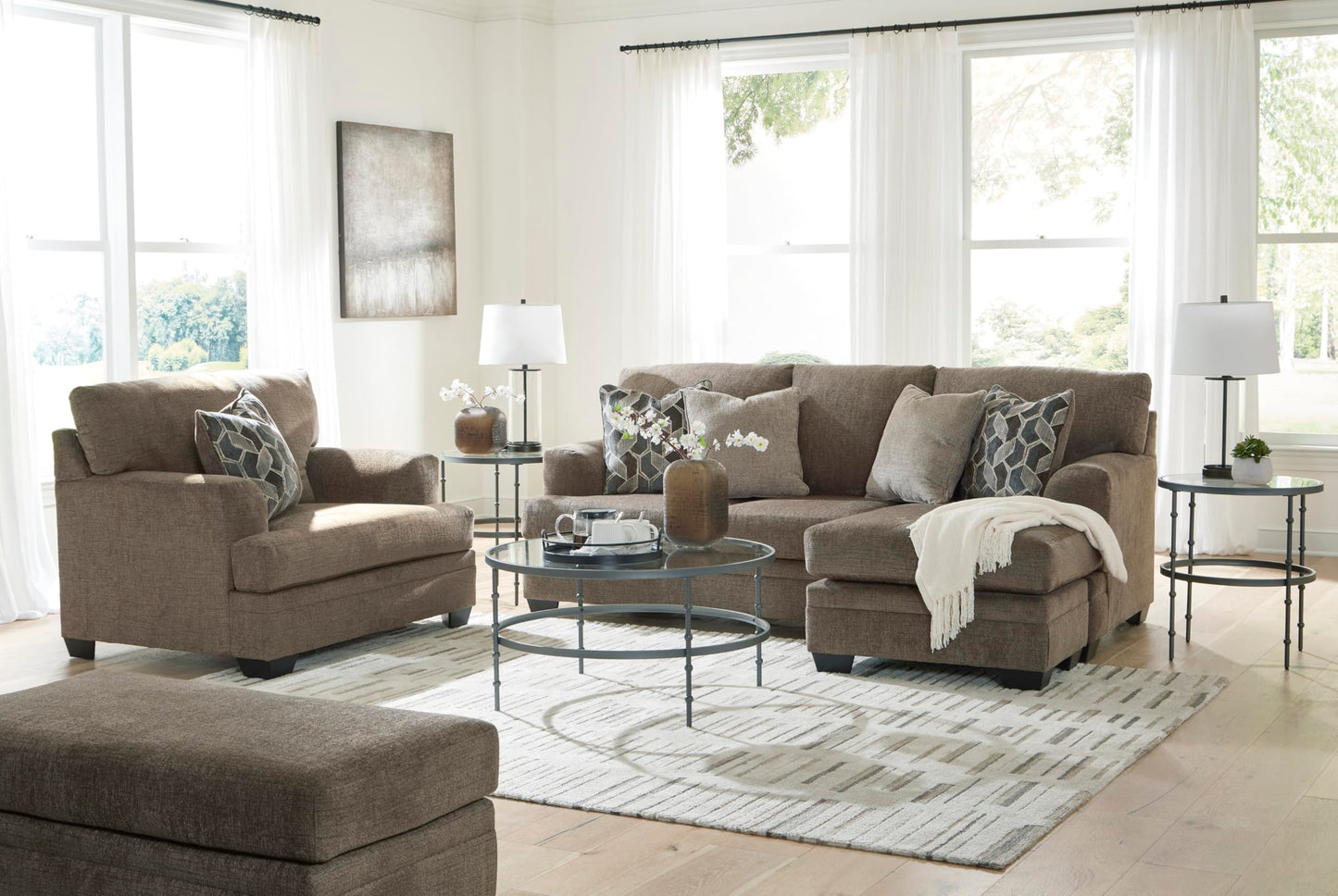 Signature Design by Ashley Stonemeade Modern Ottoman with Foam Cushion, Grayish Brown