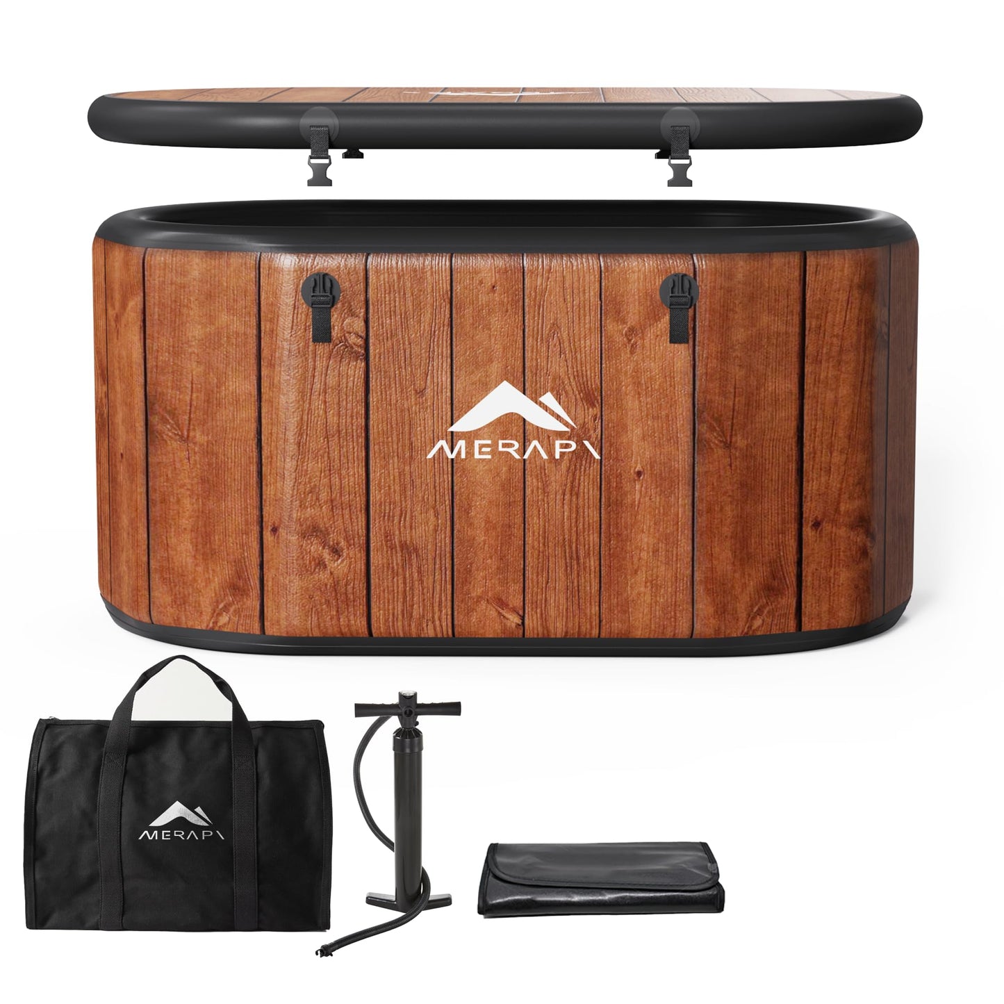 MERAPI XL 170 Gal Cold Plunge Tub with Cushion, Upgraded Ice Bath Tub for Athletes - Water Chiller Compatible - Inflatable Ice Bath at Home Recovery