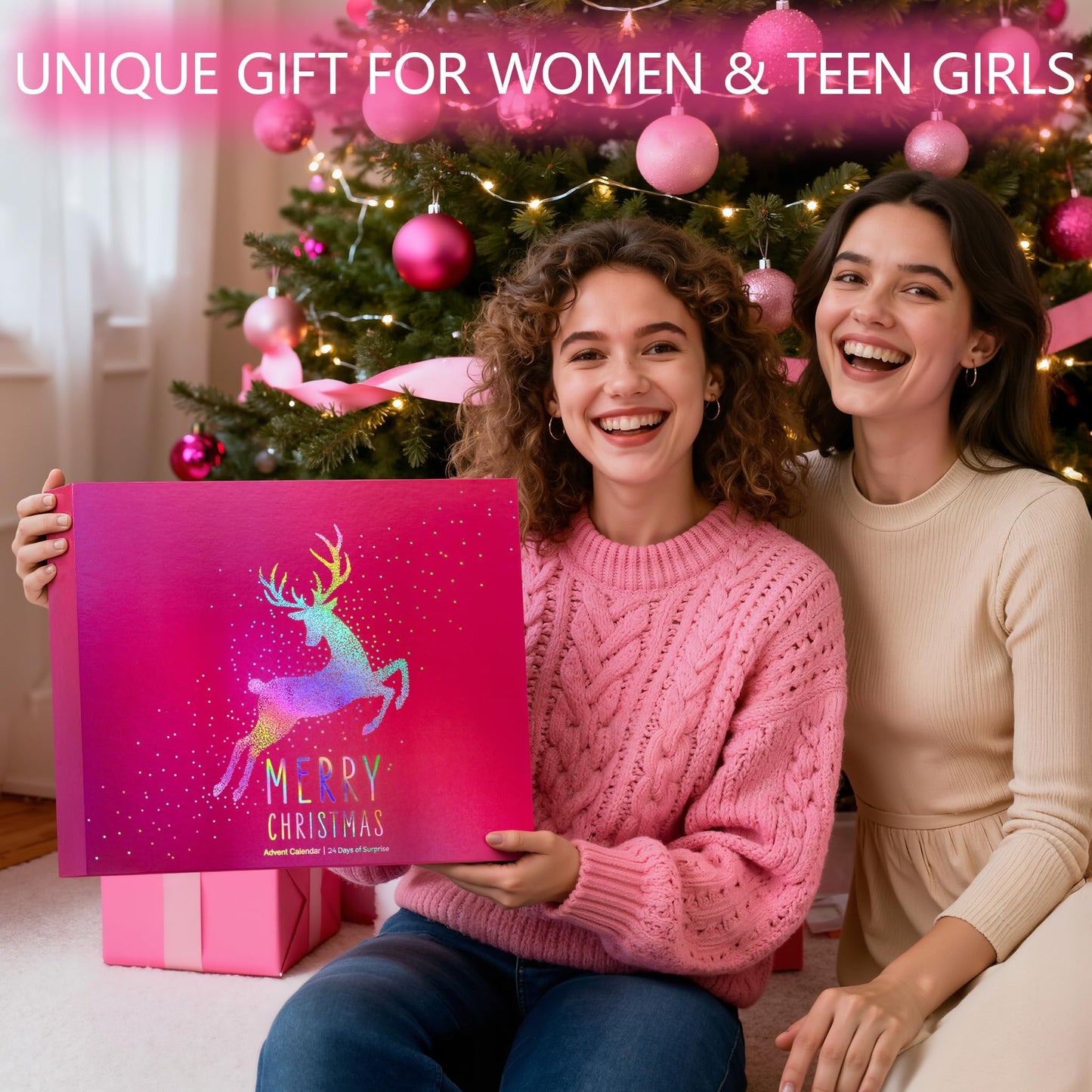 Qinline Makeup Beauty Advent Calendar 2025, 24 Days Christmas Countdown Calendar for Adults Women & Teen Girls - Cosmetic Advent Full Face Make Up Calendar Kit Xmas Gift Set for Wife Mom Friend Girlfriends
