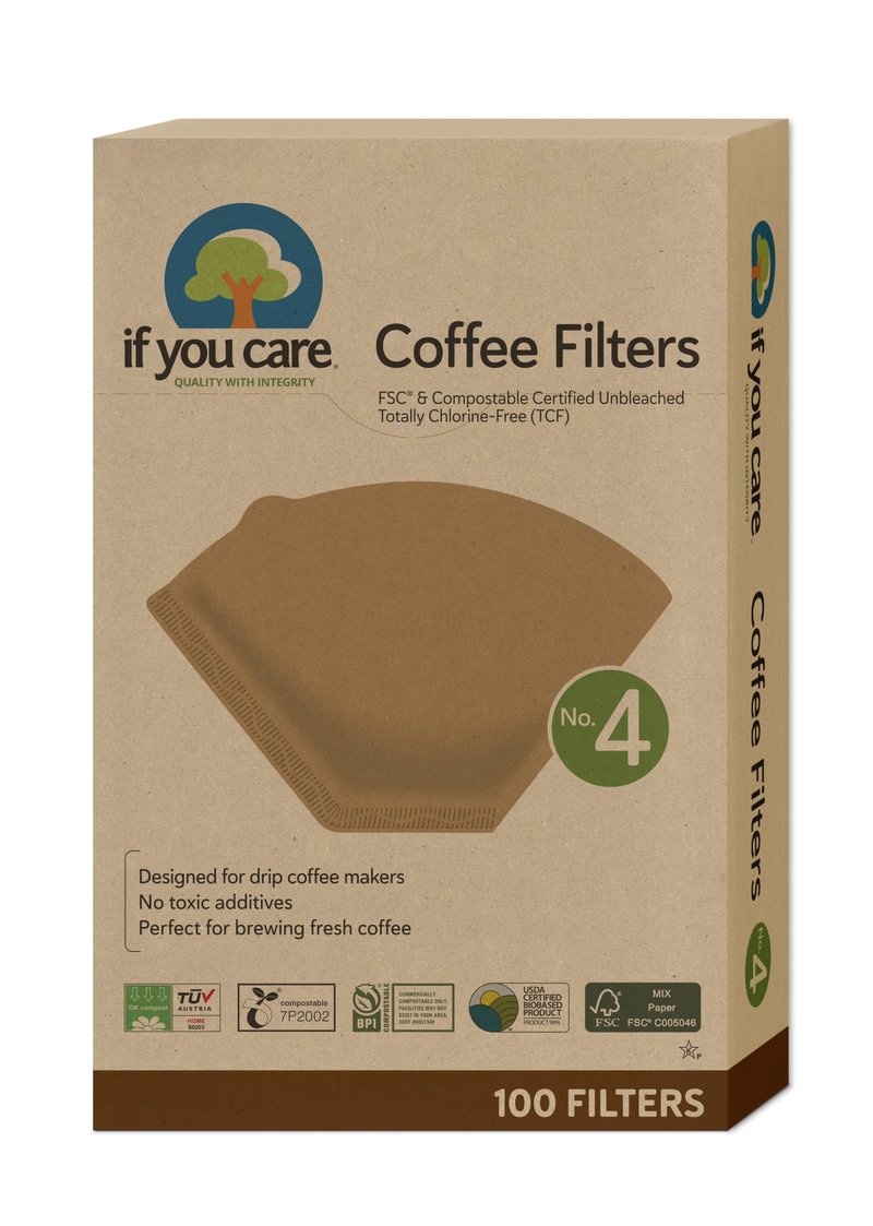 If You Care # 4 Cone Shaped Unbleached All Natural Compostable Coffee Filters, 100 Count (Pack of 2), Chlorine Free