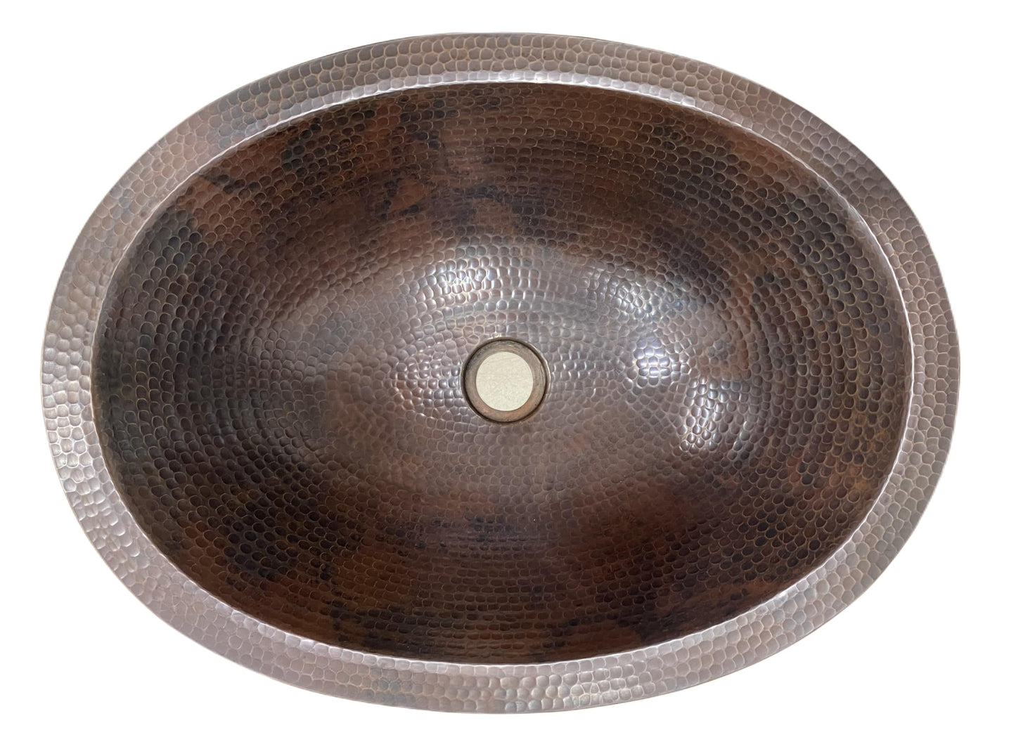 SimplyCopper 19" Oval Rustic COMBO Copper Bath Sink with Daisy Drain & 2-Handled Faucet in ORB