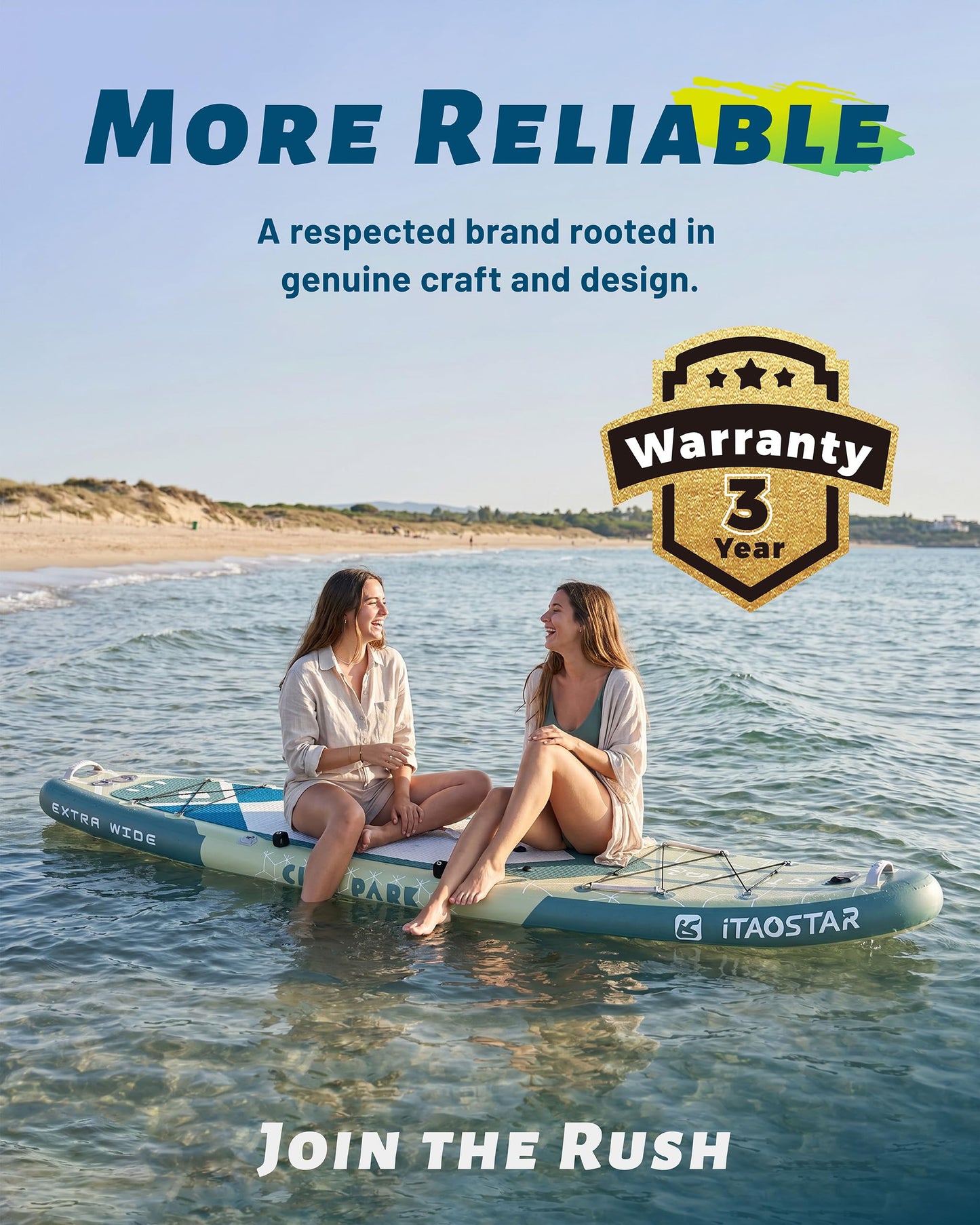 iTAOSTAR C03GP 35" Wide Paddle Board, More Fun SUP Board with 5 Fins,12 Foot Stand Up Paddle Board with Premium SUP Accessories for Adults of All Skill Levels