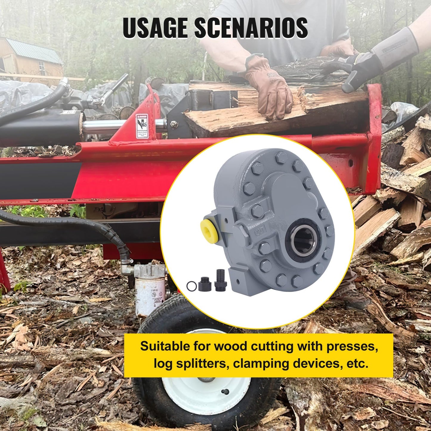 Hydraulic PTO Pump 16.6 GPM, Hydraulic Motor 540RPM 2500PSI, Hydraulic Power Take Off Pump SAE 16" Inlet and SAE 12" Outlet for Dump Trailer, Log Splitter and Scissor Lift
