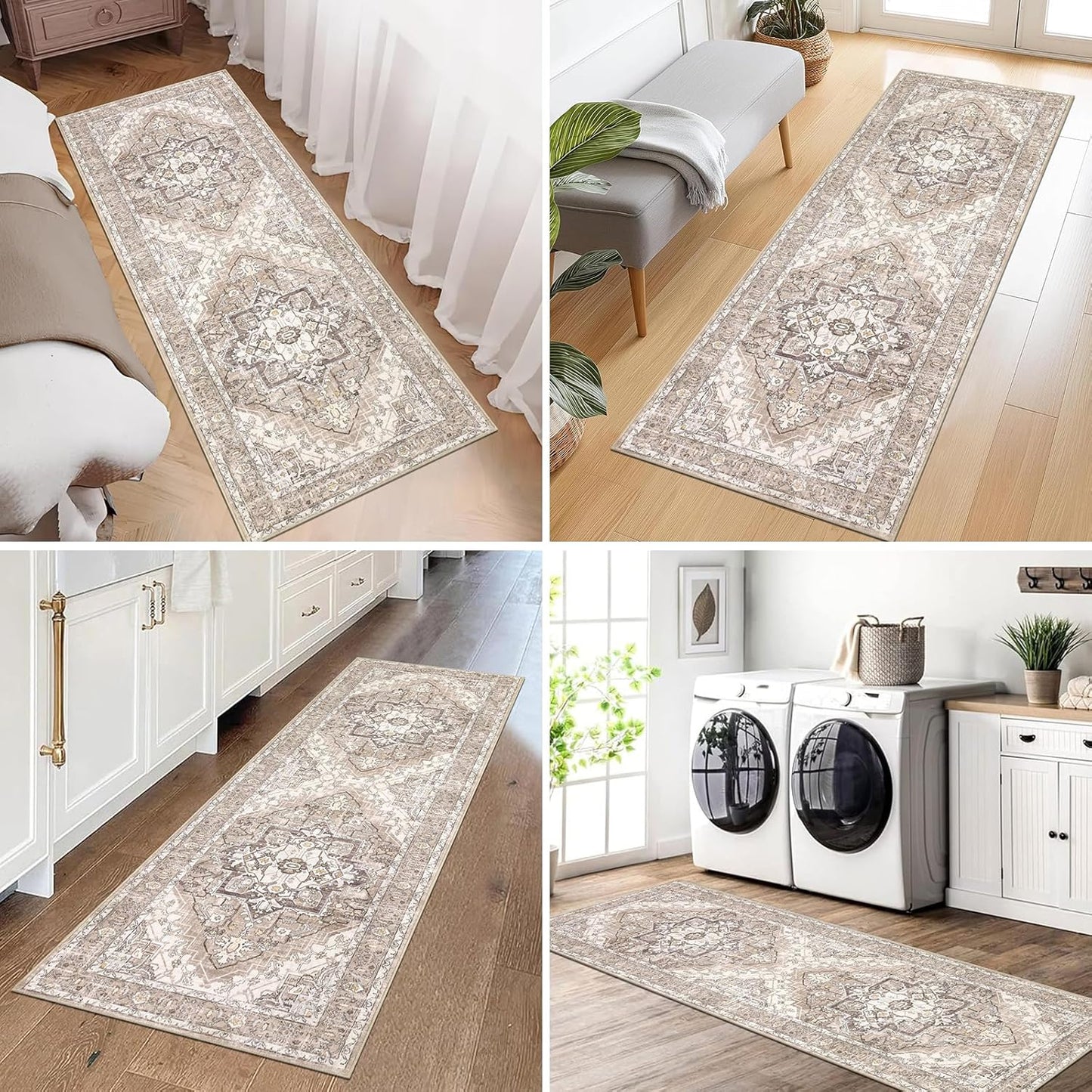 Pauwer 2x6 Non Slip Runner Rug, Boho Washable Carpet for Hallway Vintage Entryway