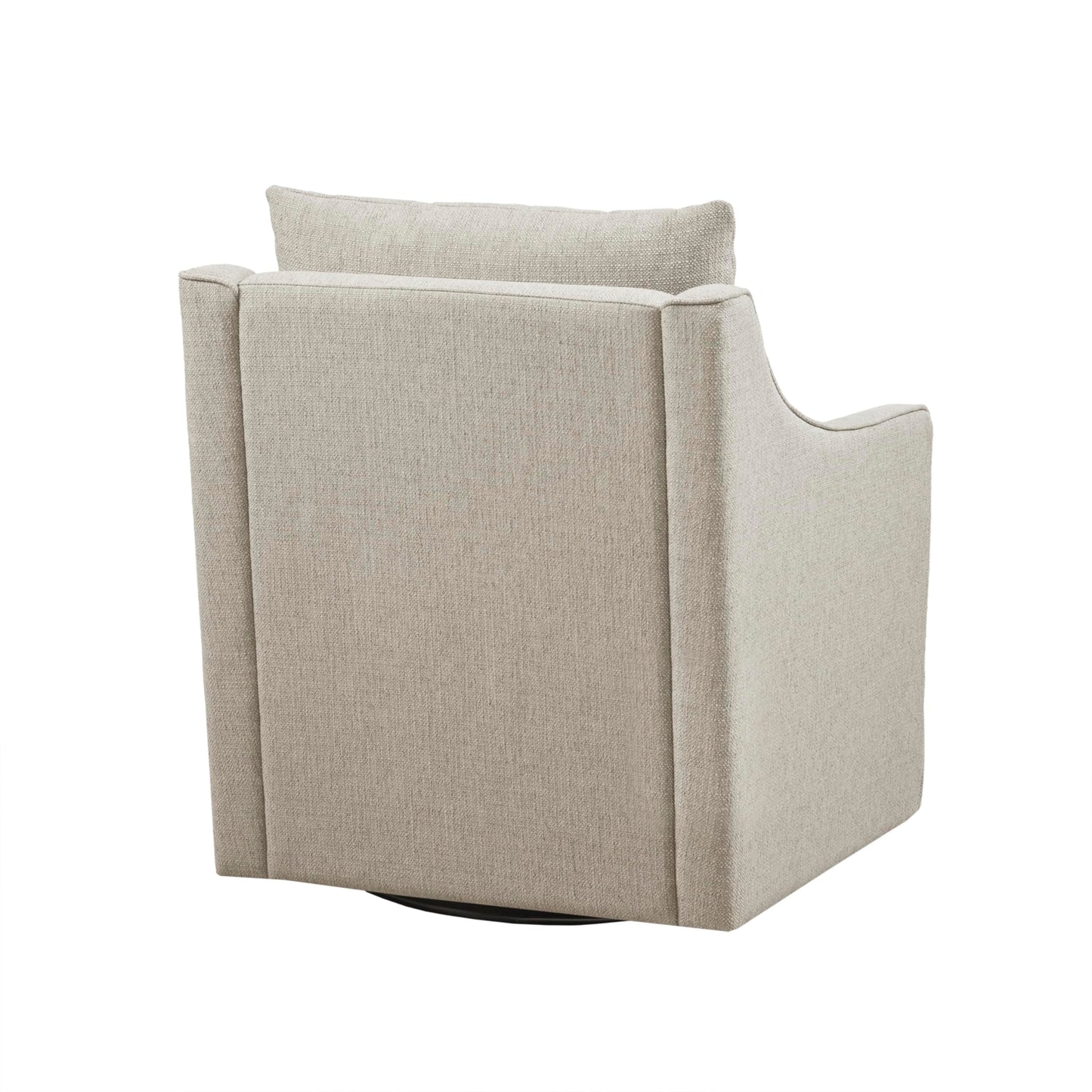 Martha Stewart Amber Swivel Chair for Living Room Barrel Style Bedroom Lounge Removable Foam Seat Cushion Upholstered, Nursery Furniture, Metal Base, Fully Assembled, 30.5" D x 30" W x 35" H, Natural