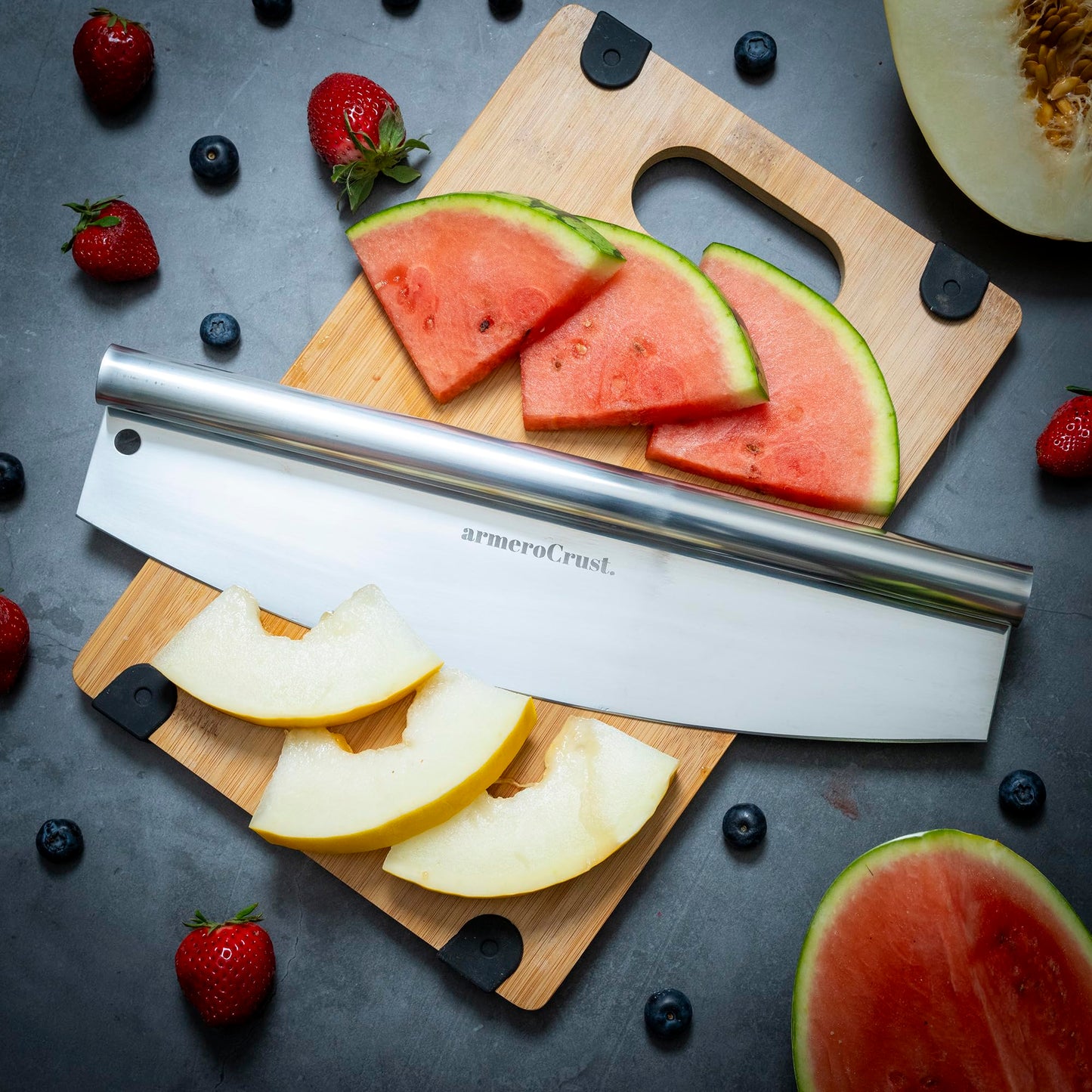 armeroCrust 16 Inch Pizza Cutter Rocker Blade - Easy Slicing - Premium Finish Pizza Slicer with Time Saving Pizza Cutter Rocker Design