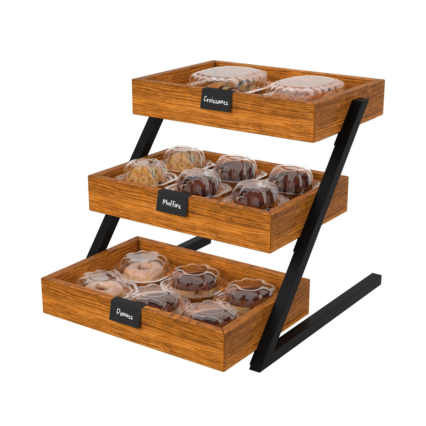 KoolMore 16.5 in. 3-Tier Wooden Bakery, Supermarket & Cafe Display Case