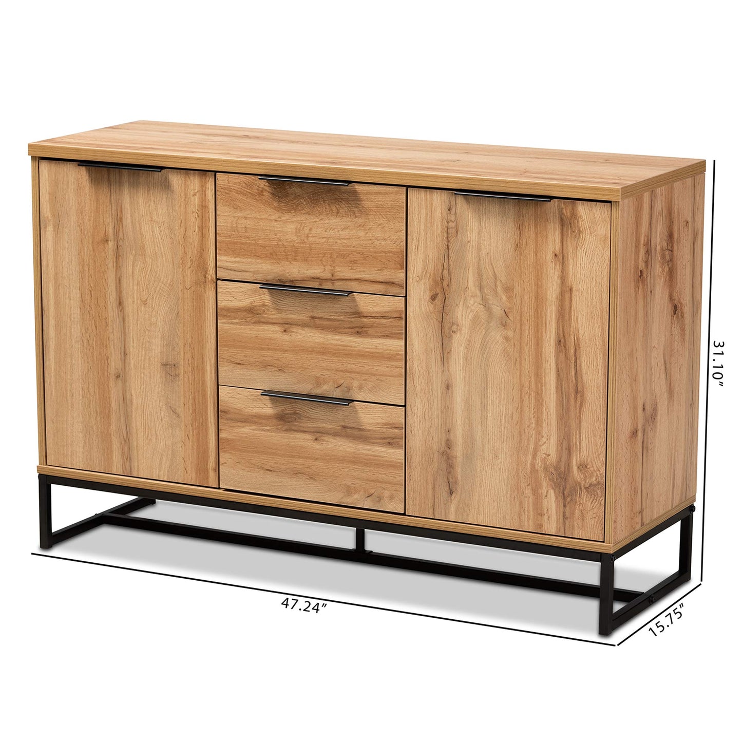 Baxton Studio Sideboard, Oak/Black