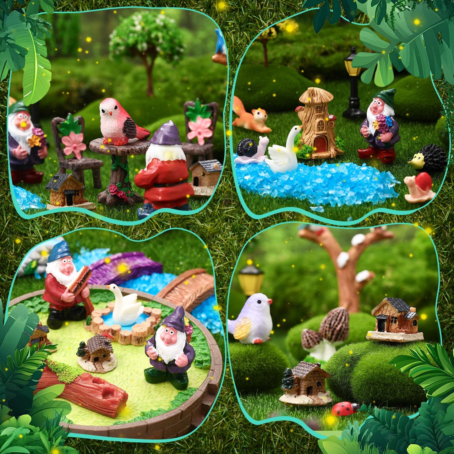 GGSTDDUP 82 Pcs Fairy Garden Accessories Set Miniature Gnome Resin Figures Fairy Garden Decor Terrarium Decorations DIY Mini Landscape Ornaments