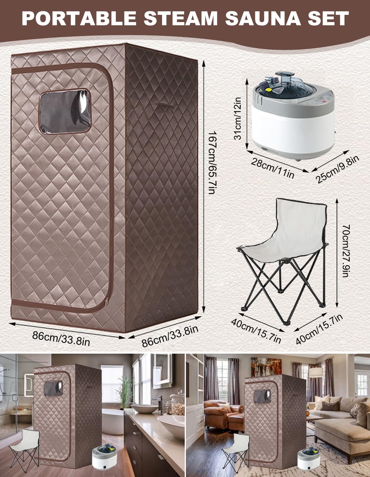 DKDZZXHUS Portable Home Spa Sauna Tent with 4L 1000W Steam Generator, Remote Control Timer