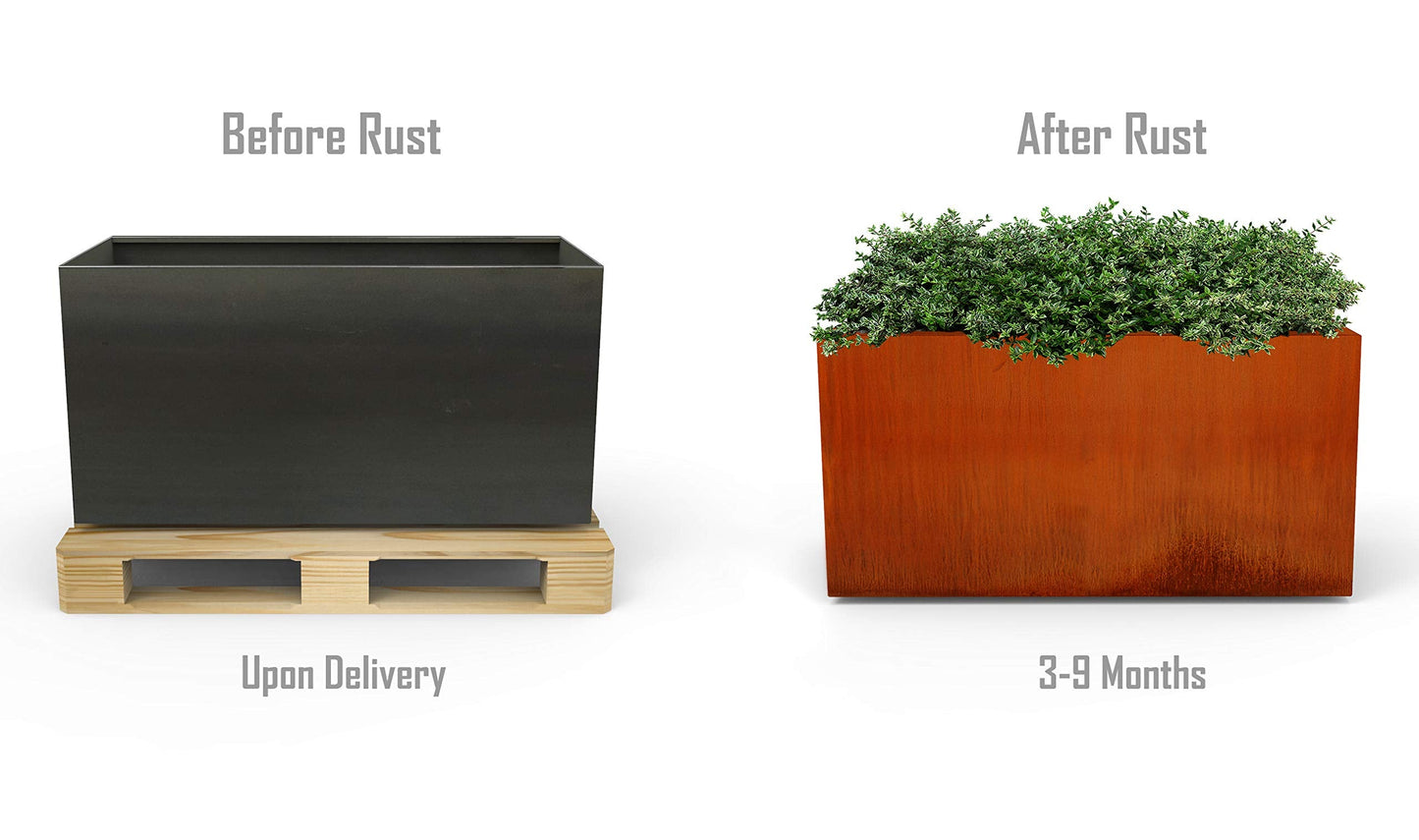 Plantercraft Large Rectangular Planters for Outdoor Plants | 72 Inch Corten Steel Planter & Extra Large Outdoor Planter Box | Metal Raised Garden Bed for Patios, Privacy Screens & Modern Landscapes