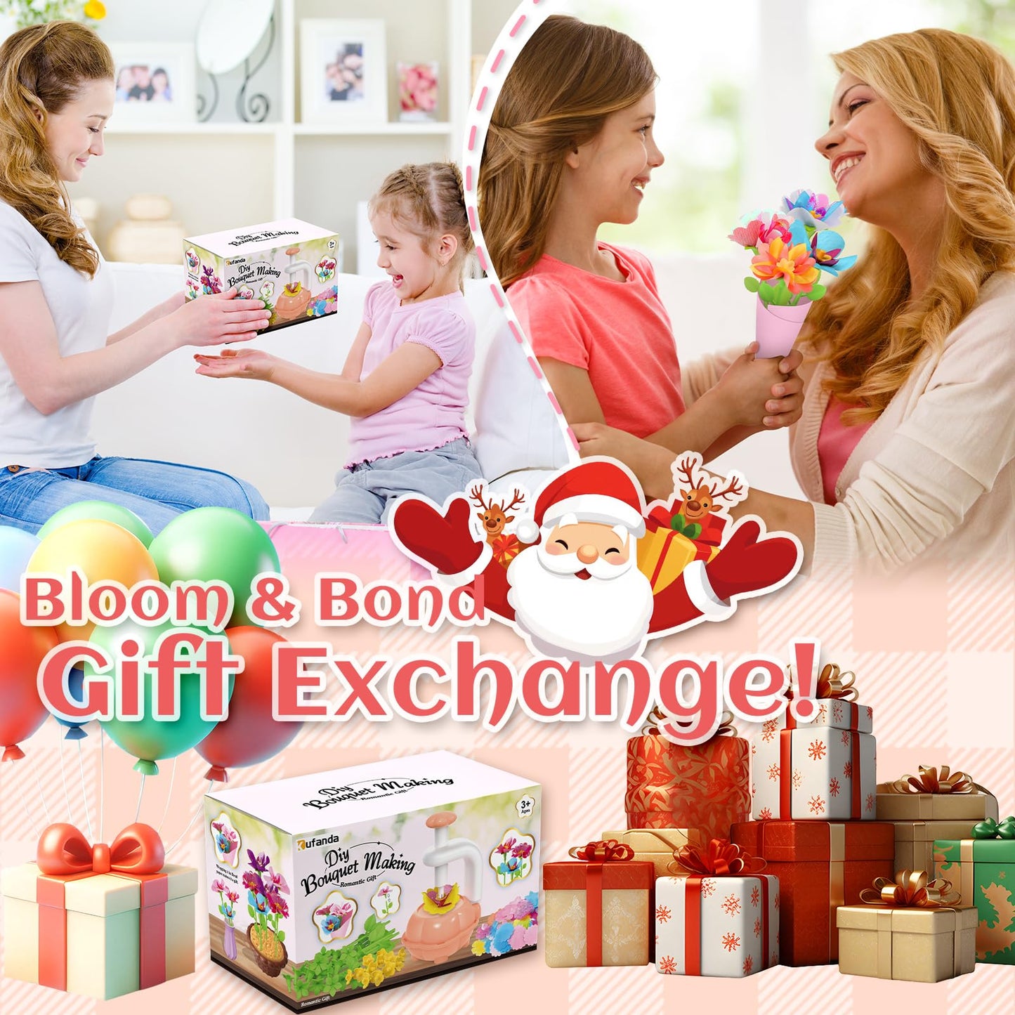 Kufanda Arts and Crafts for Kids 4-6, Toddler & Creative Fabric Flower Bouquets Toys for 4-8 Year Old Kids, Ideal Festive Gifts for Granddaughters & Craft Lovers, Educational Fun DIY Activity Set
