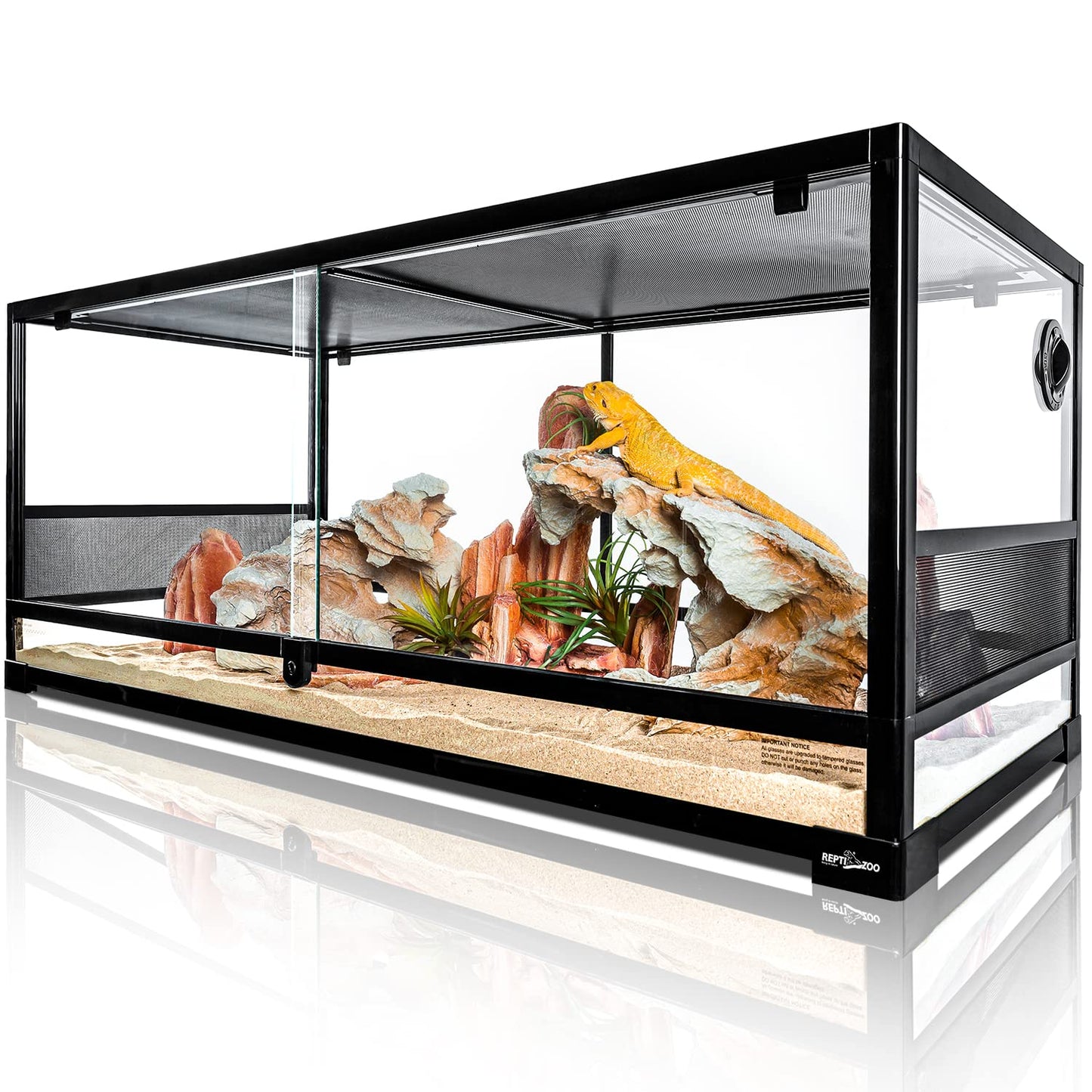 REPTI ZOO Reptile Tempered Glass Extra-Long Terrarium Habitats 48" x 18" x 18" Reptile Amphibians Large Enclosure for Snake/Bearded Dragon/Lizard ect.