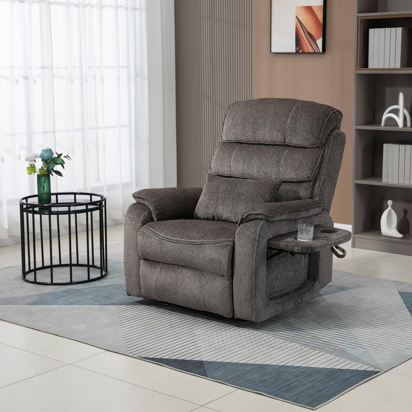 Oversized Electric Lift Chair Versatile Power Recliner Chair 180° Infinite Reclining Armchair for Adults with Massgae,Cupholder,USB-C Ports,Wireless Charging