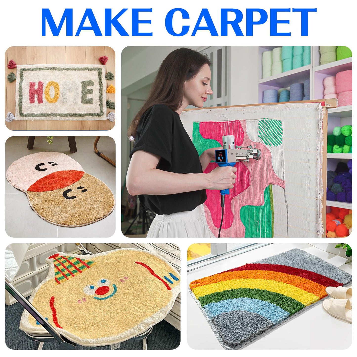 Rug Tufting Gun with Carpet Trimmer Kit,Tufting Gun Starter Kit Professional Tufting Rug Making Machine,2 in 1 Cut Pile Loop Pile Tufting Gun Kits for Beginners and Amateur
