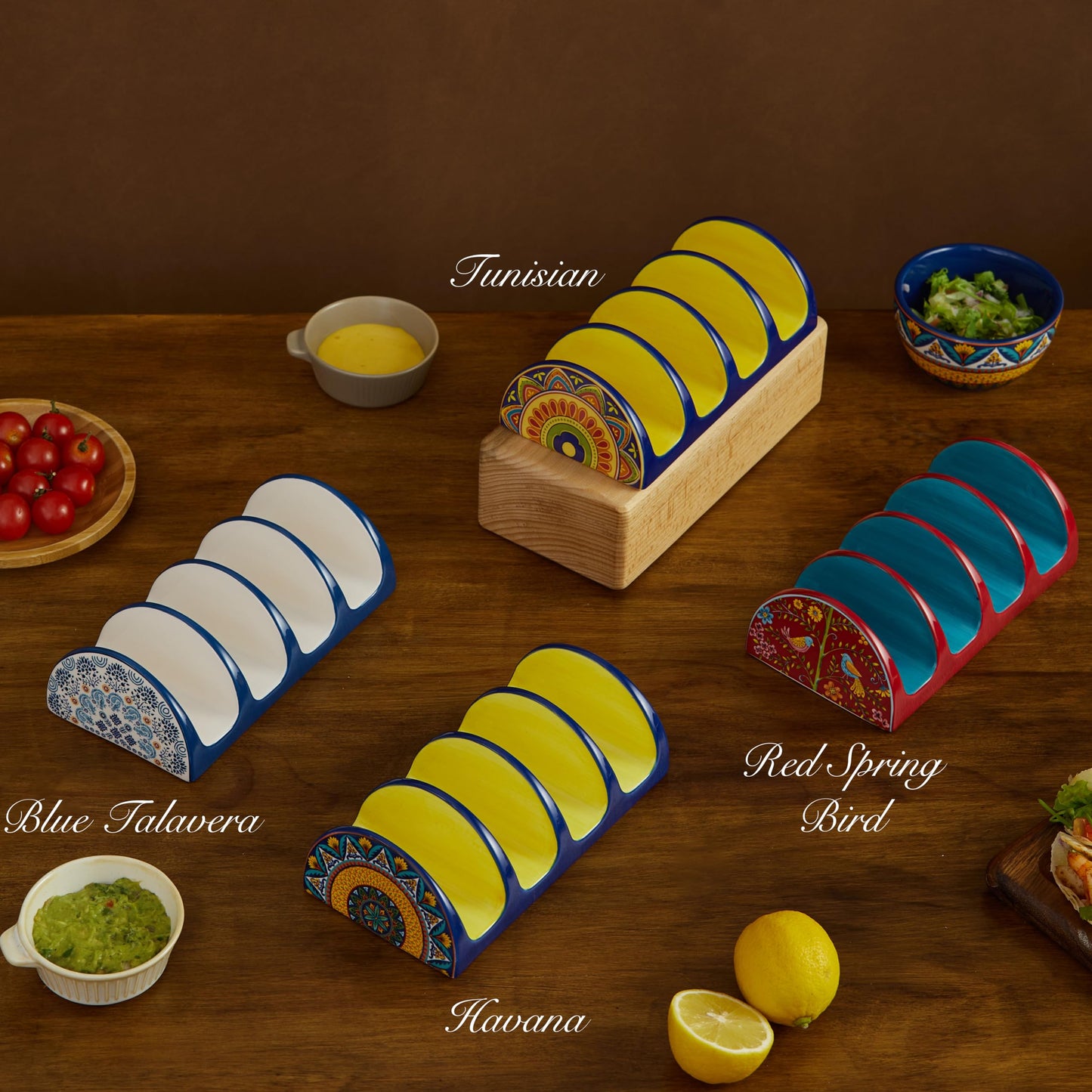 Bico Havana Ceramic Taco Holder, Taco Stand Rack Tray, Microwave and Dishwasher Safe