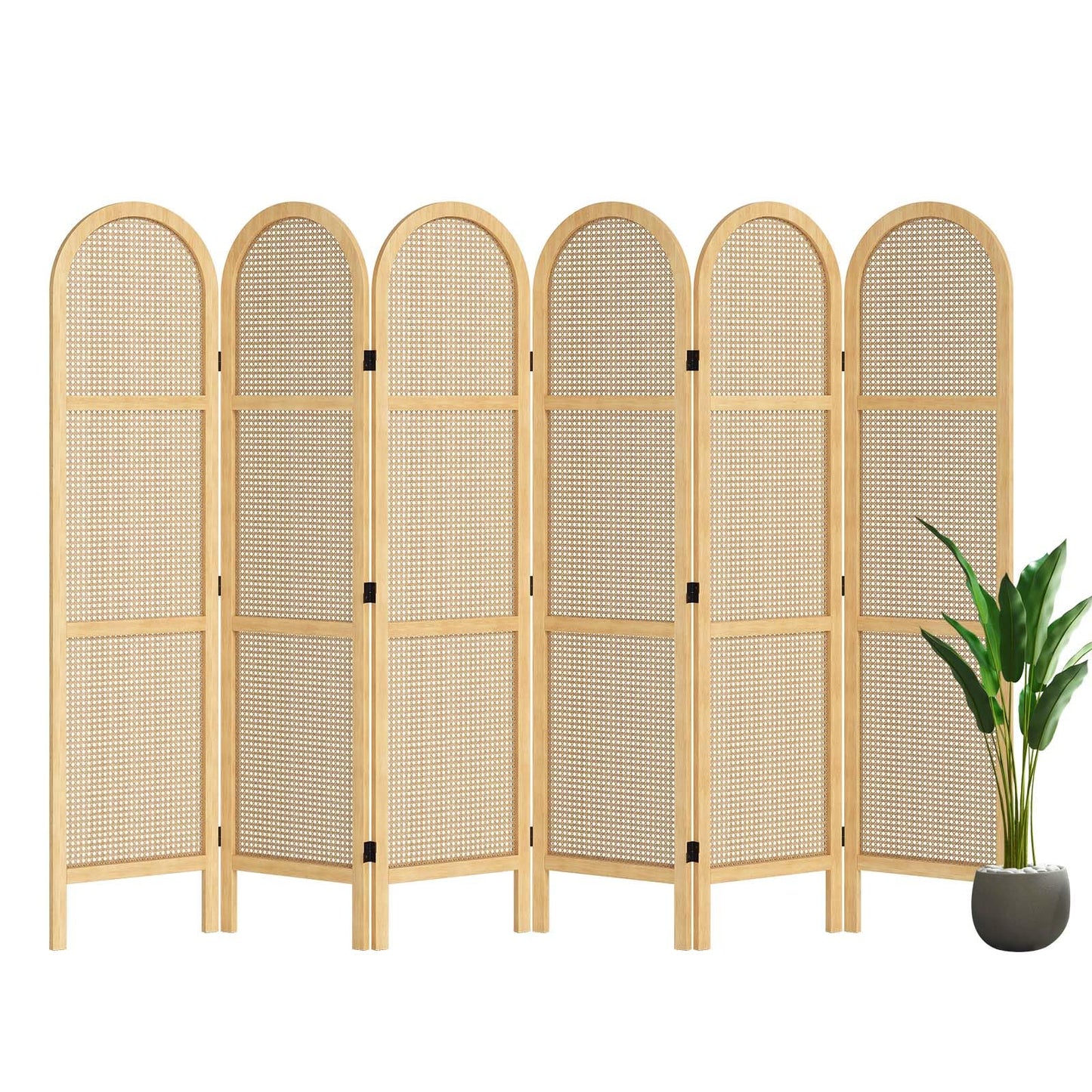 Svimi Room Dividers and Folding Privacy Screens, 5.6 Ft Double Hinged Rattan Partition Freestanding Wall Room Divider for Home - 6 Panels (Natural)