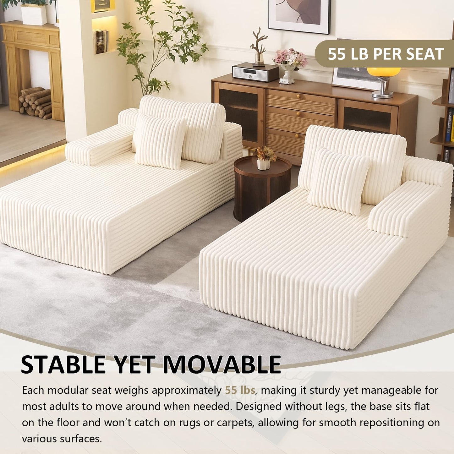 WHGBJA 79'' Convertible Sleeper Sofa Bed, 3-in-1 Foldable Floor Couch with Corduroy Upholstery, No Assembly Loveseat, Light Brown Lounge Mattress for Living Room, Studio, Guest Room (Beige)