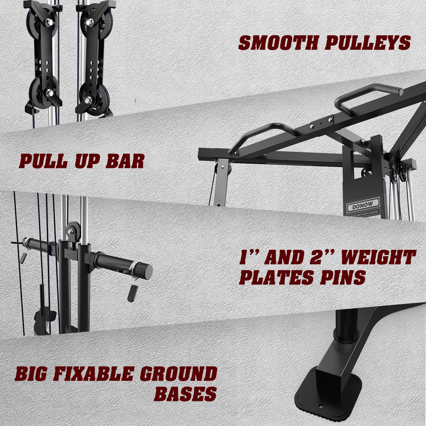 DONOW Cable Crossover Machine, Cable Fly Machine Home Gym System Workout Station with Dual Pulley System Pull-Up Bar Cable Bar and LAT Pull Down System (DN-5011)