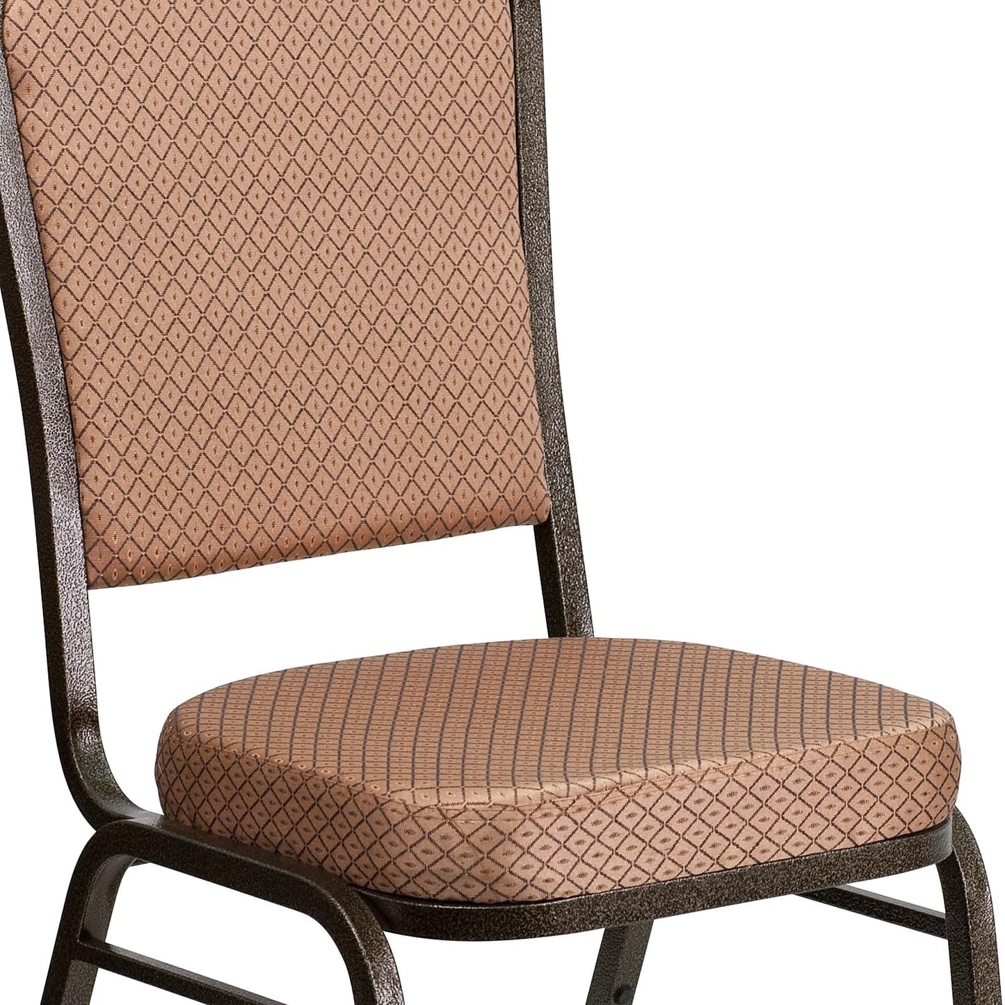 Flash Furniture 4 Pack HERCULES Series Crown Back Stacking Banquet Chair in Gold Diamond Patterned Fabric - Gold Vein Frame