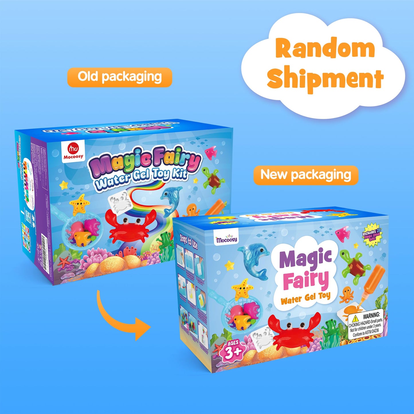Mocoosy 20 Colors Magic Water Gel Kit for Kids, Aqua Fairy Water Elf Toy Kit with Aqua Gels & Squishy Molds, Make Your Own Squishies, DIY Squishy Maker Set Water Pets Crafts Boys Girls Birthday Gifts