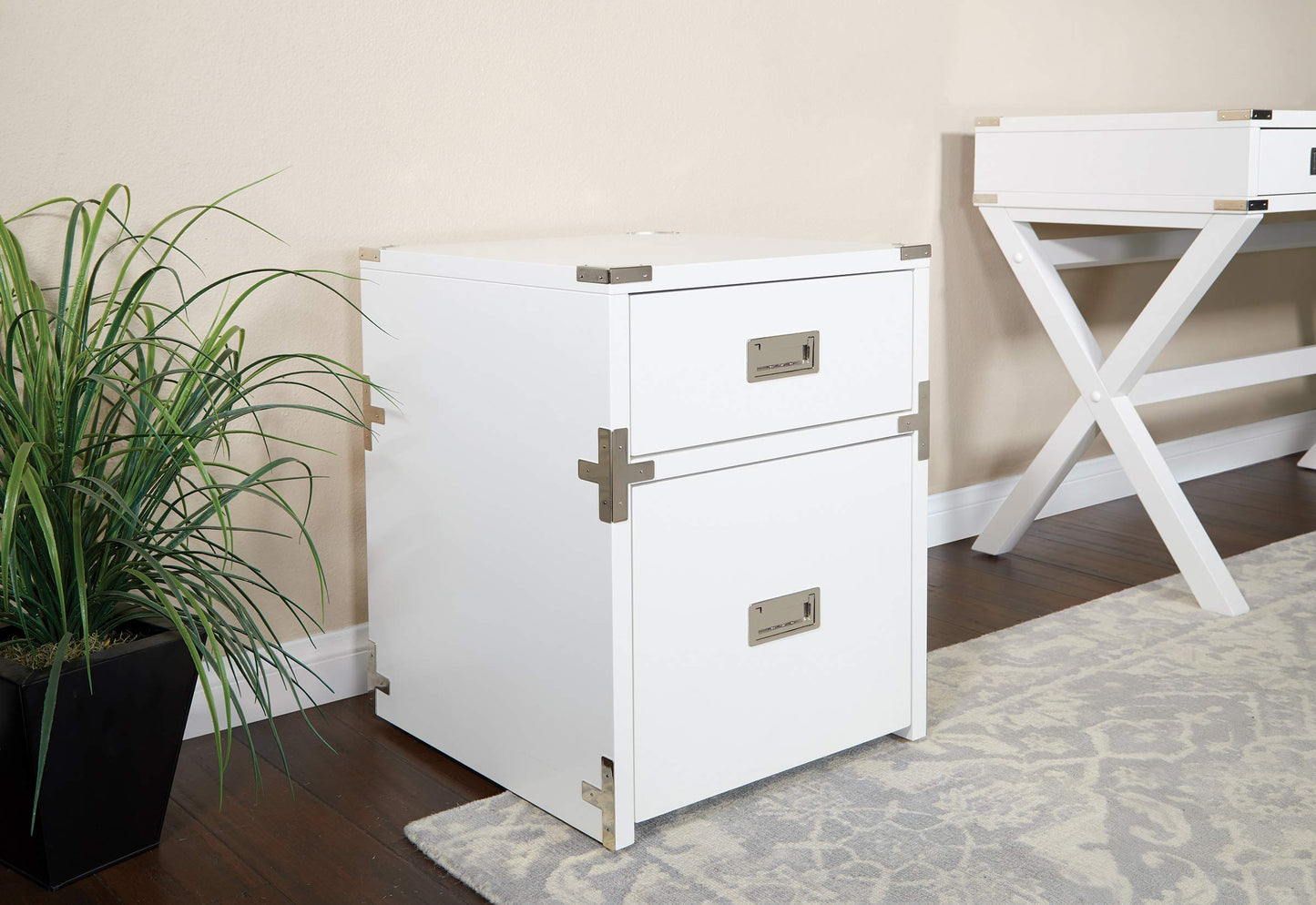OSP Home Furnishings Wellington 2-Drawer File Cabinet, White