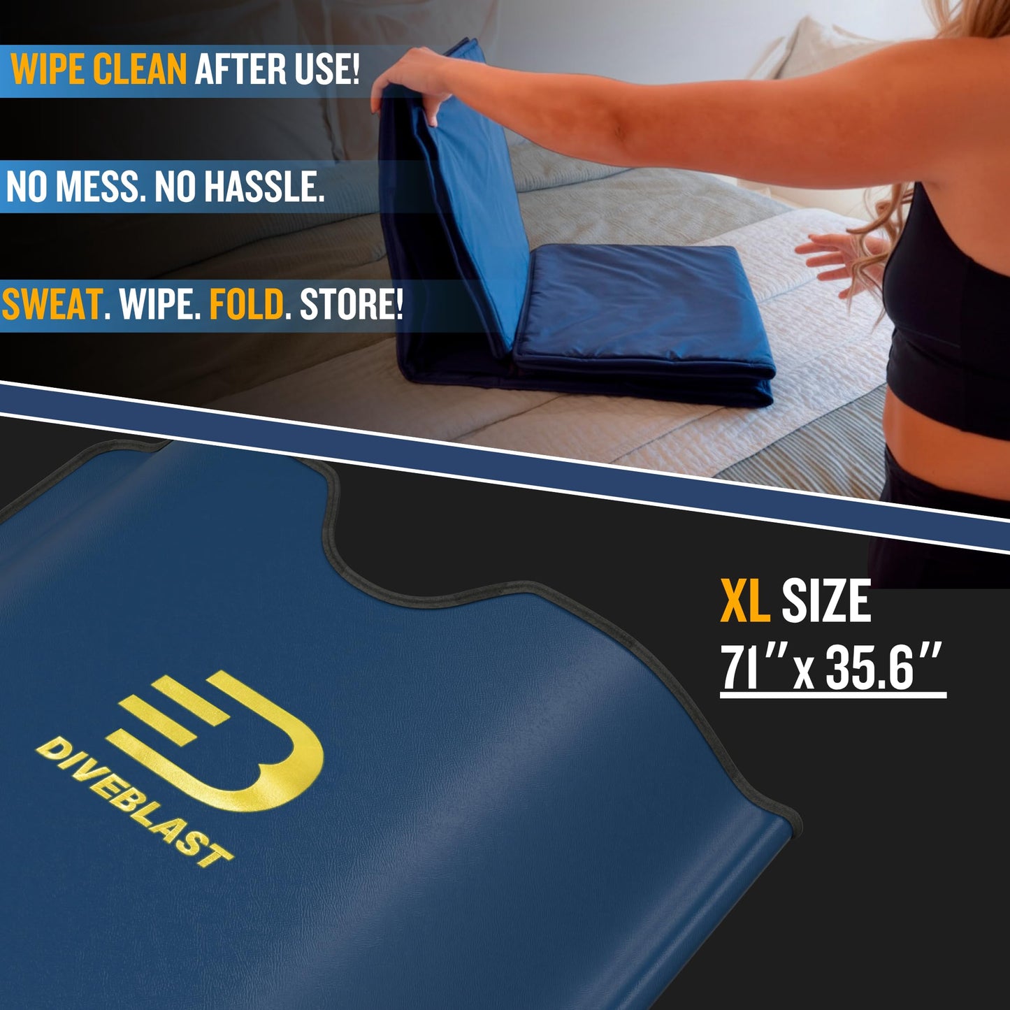 DIVEBLAST Near Zero EMF Far Infrared Sauna Blanket for Home — 71”x 35.6” Portable Infrared Sauna Bag for Weight Loss and Detox — Detoxify, Cleanse and Burn Up to 600 Calories per Session — Dark Blue