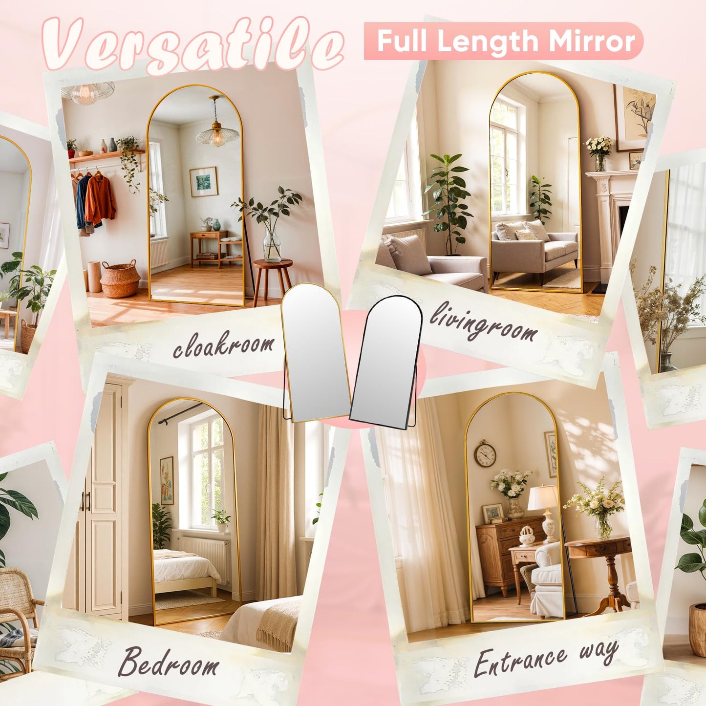 Novlux Full Length Mirror, 81" x 41" Arched Full Body Mirror Large Standing Floor Mirrors, Mirrors for Bedroom, Bathroom, Living Room Standing or Wall Leaning, Gold