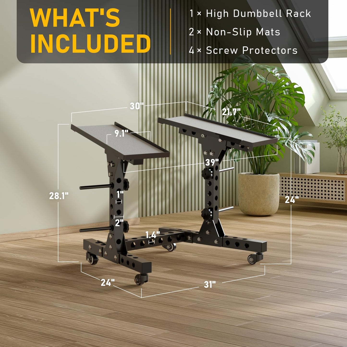 Eisenlink Adjustable Dumbbell Rack & Weight Rack, Holds 440 lbs, Space Saving Design for Home Gym Organization (High Rack)