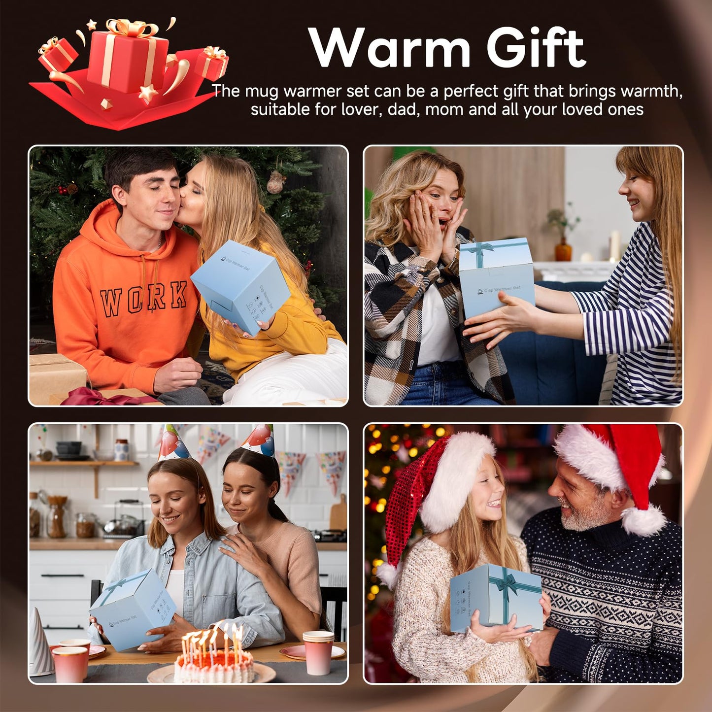 Coffee Mug Warmer with Mug Set - Cup Warmer for Desk Auto Shut Off, Smart Electric Beverage Heater for Coffee, Tea, Water, Milk and Coco, 8 Temperature Settings & 1-12H Timer, Gifts for Coffee Lovers
