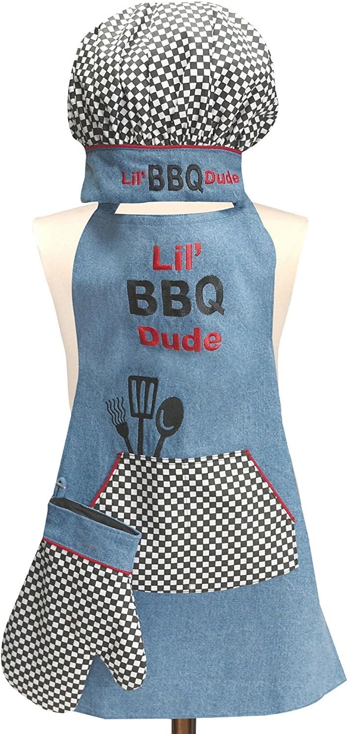 Manual Woodworkers Izzy Collection Lil' BBQ Dude Kids 3-Piece Apron Set