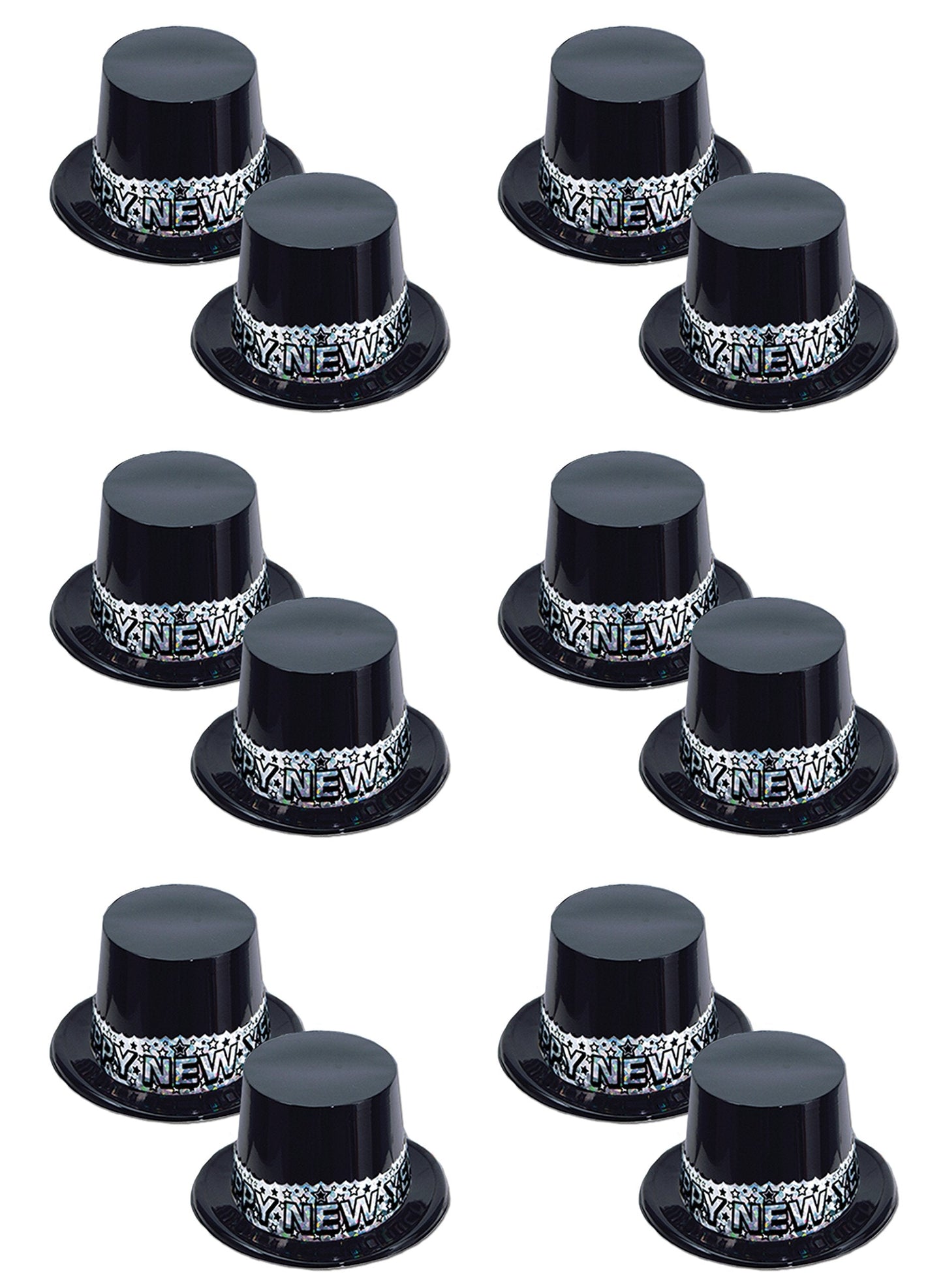 Beistle 12 Piece Silver Stardust Top Hats For Happy New Year Party Supplies