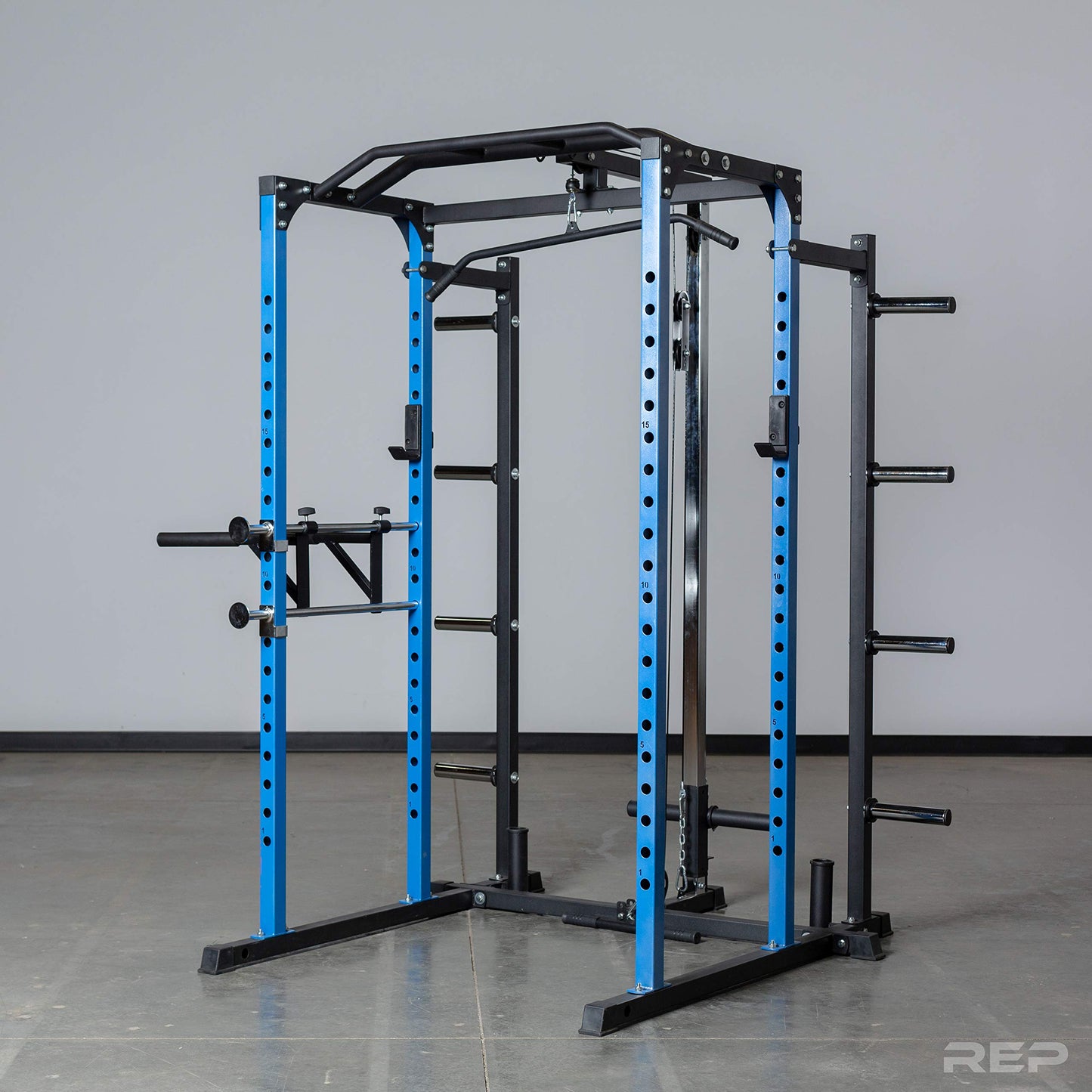 Rep Fitness PR-1100-Blu + Dip Attachment + Lat Pulldown + Weight Storage