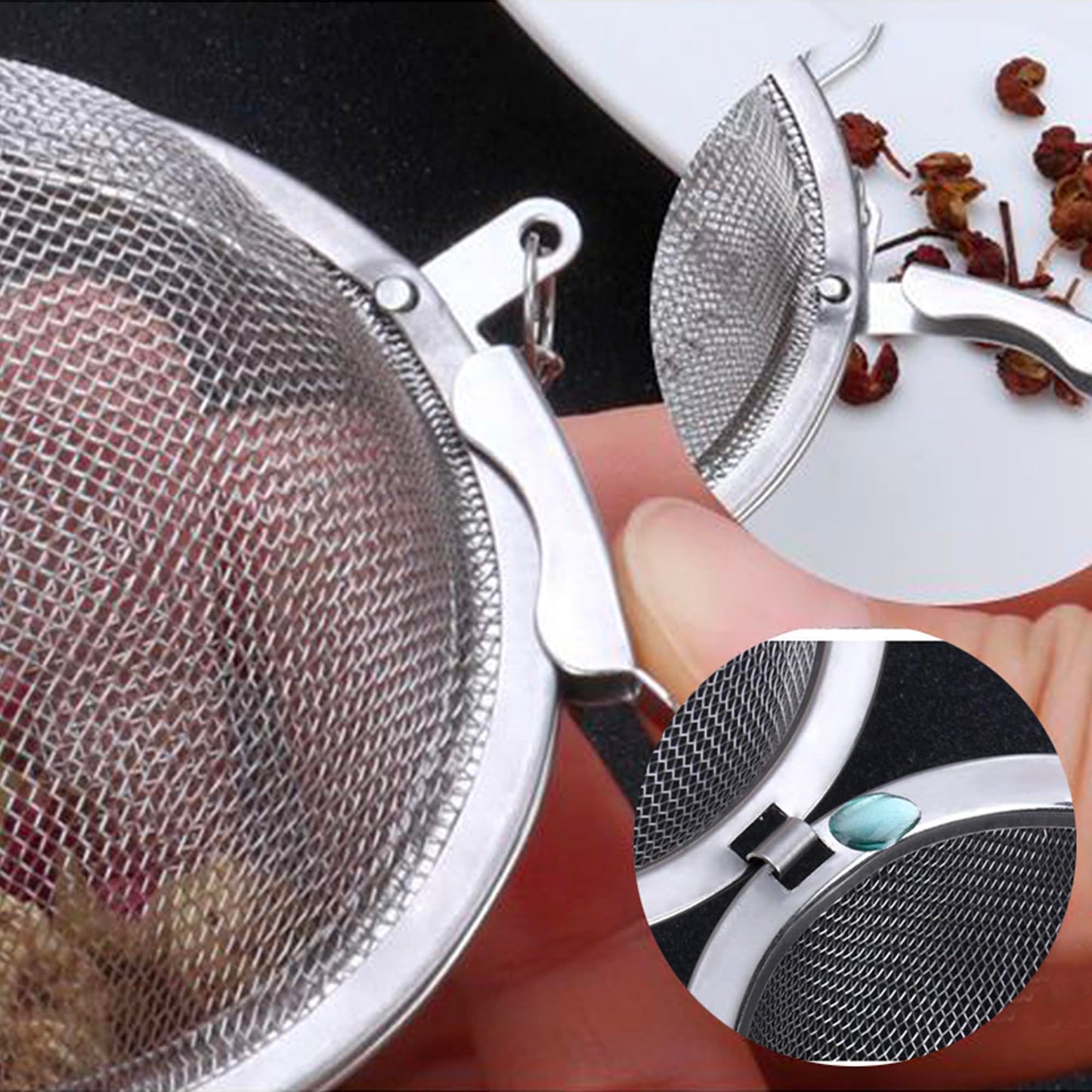 15Pcs Stainless Steel Loose Leaf Tea Steeper, Extra Fine Mesh Tea Ball Infusers Strainers Diffusers for Brewing Leaf Tea Herbal Spices Seasonings