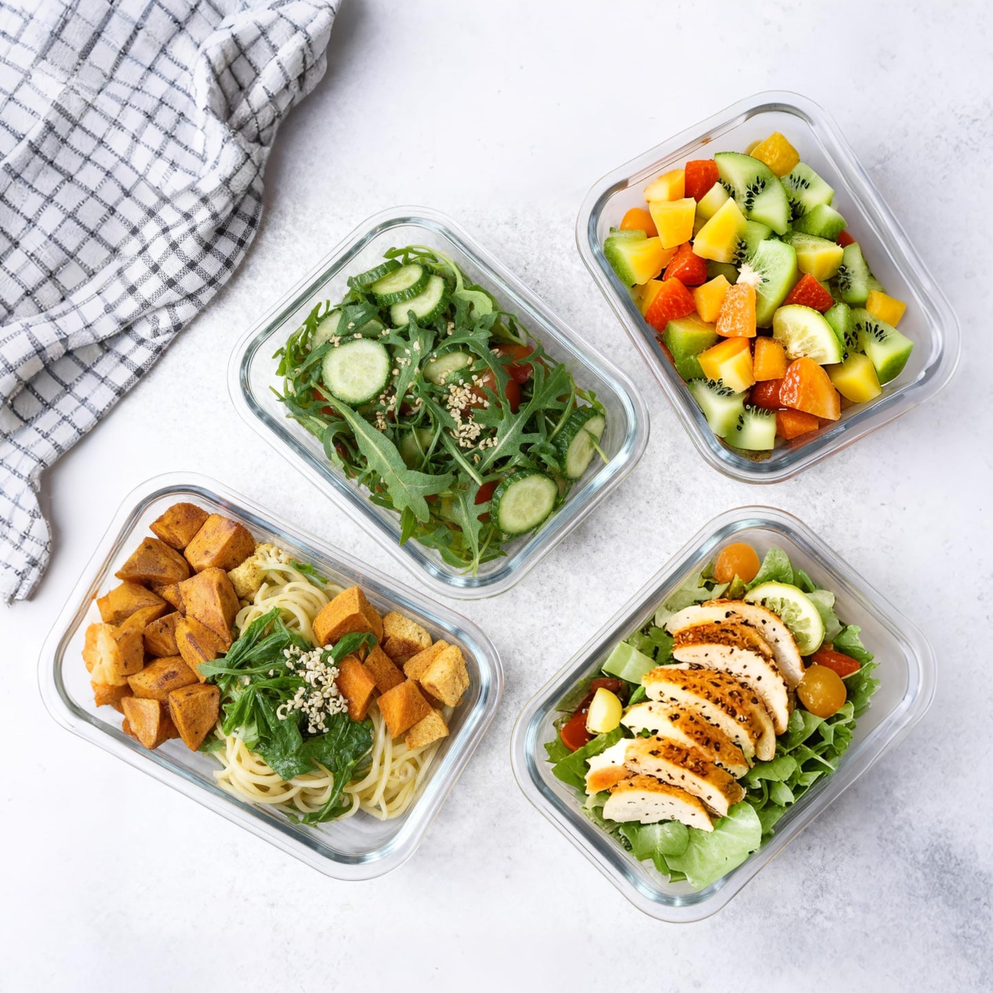 KAMOTA Glass Food Storage Containers, 10 Pack Glass Meal Prep Containers, Airtight Containers with Snap-Lock Lids, 22 oz Grey Container Set with Lids, for Microwave/Oven/Freezer/Dishwasher