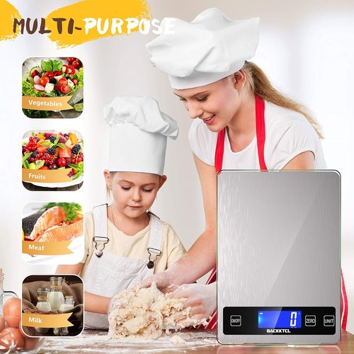 Cooking Master 22lb Digital Kitchen Scale - Precise 1g/0.1oz Graduation | Stainless Steel & Tempered Glass
