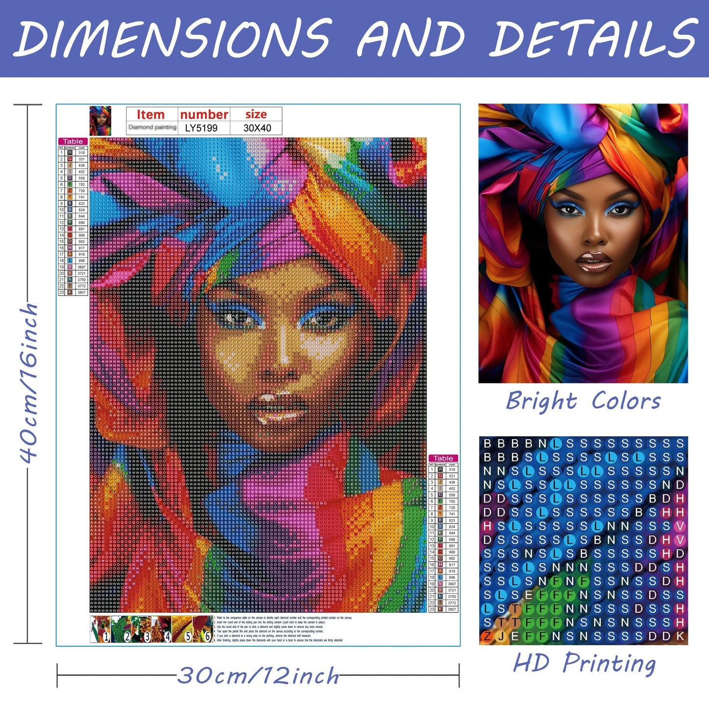 SKRYUIE 5D 16x20 inch Diamond Art Kits for Adults Halloween Full Round Drill, Diamond Painting Kits for Adults Cat Crystal Cross Craft Stitch Art Wall Office Decoration 40x50 cm