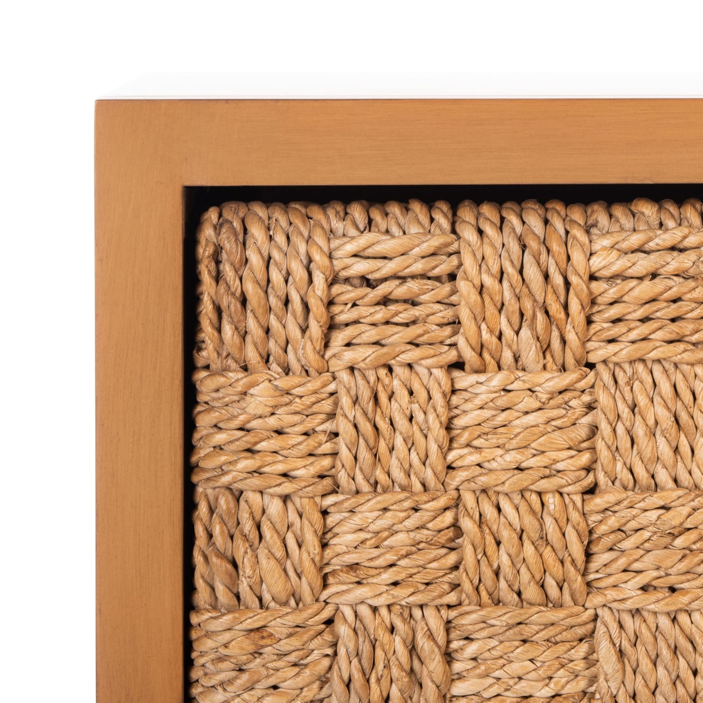 SAFAVIEH Couture Collection Armand Natural/Dark Brown Woven 1-Drawer Accent Table Nightstand (Fully Assembled)