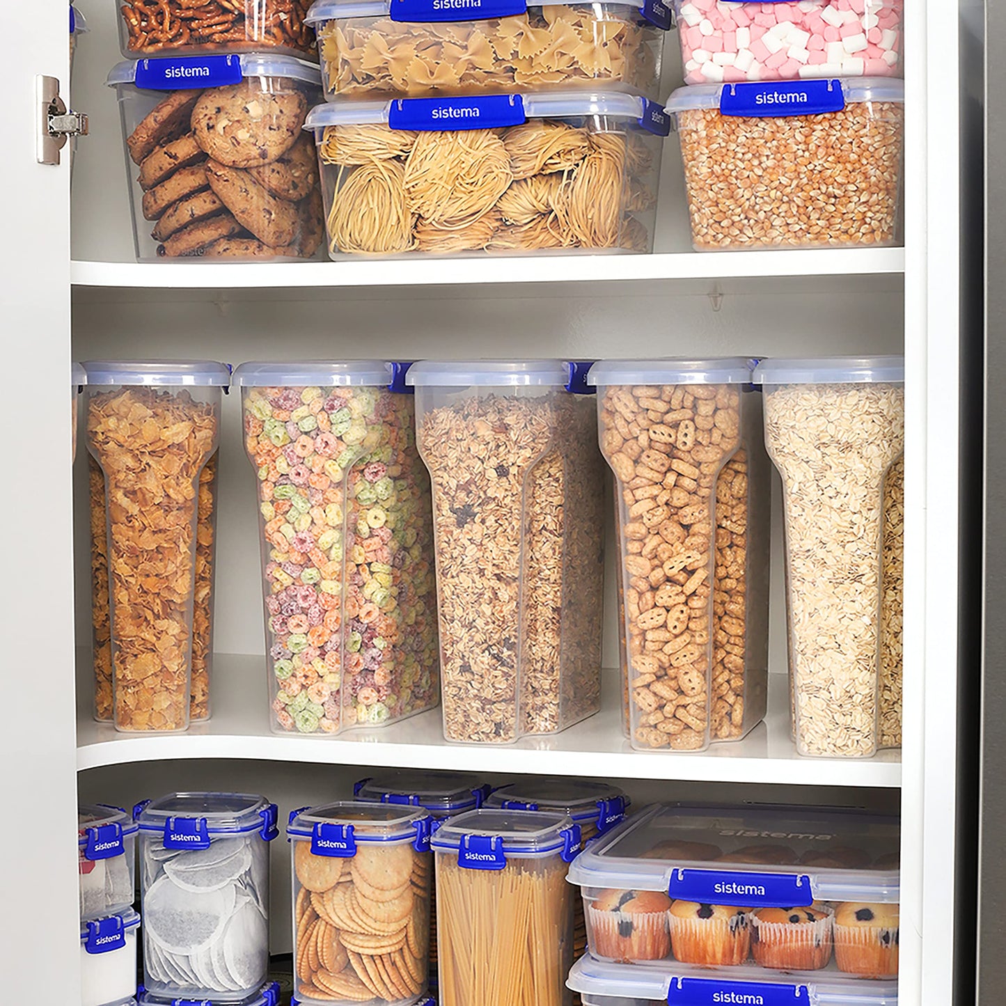 Sistema KLIP IT+ 4.2L Cereal Storage Container, Stackable & Airtight Food Pantry Storage, Dishwasher, Freezer, & Microwave-Safe, BPA-Free