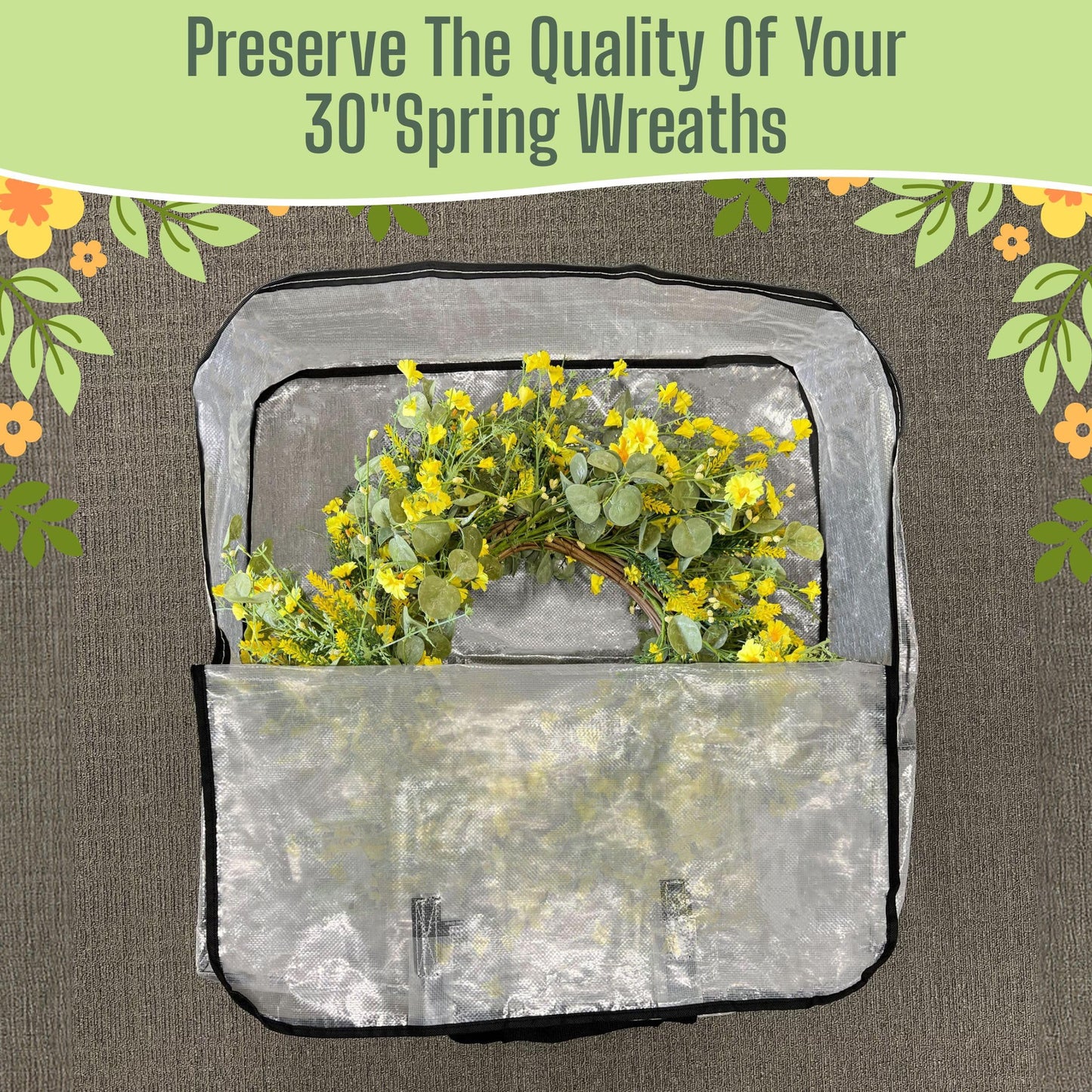 VENO 4 Pack Clear Moving Bags, Fits 30" Wreath & Storage Totes, Heavy Duty Packing Bags with Handles for Clothes & Bedding