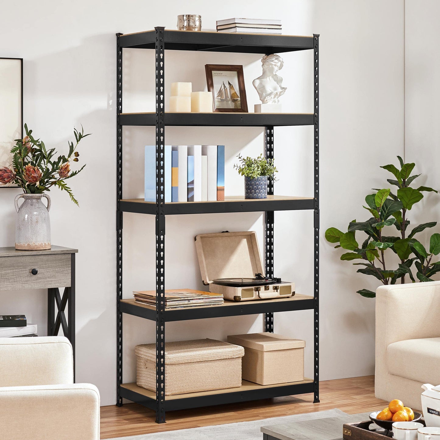 Yaheetech Standing Shelf Units 5 Tier Shelving Unit, 3 Pack Adjustable Garage Shelving Metal Shelving Unit Utility Rack Heavy Duty Industrial Shelving, 35.5″ L × 17.5″ W × 72″ H - Black