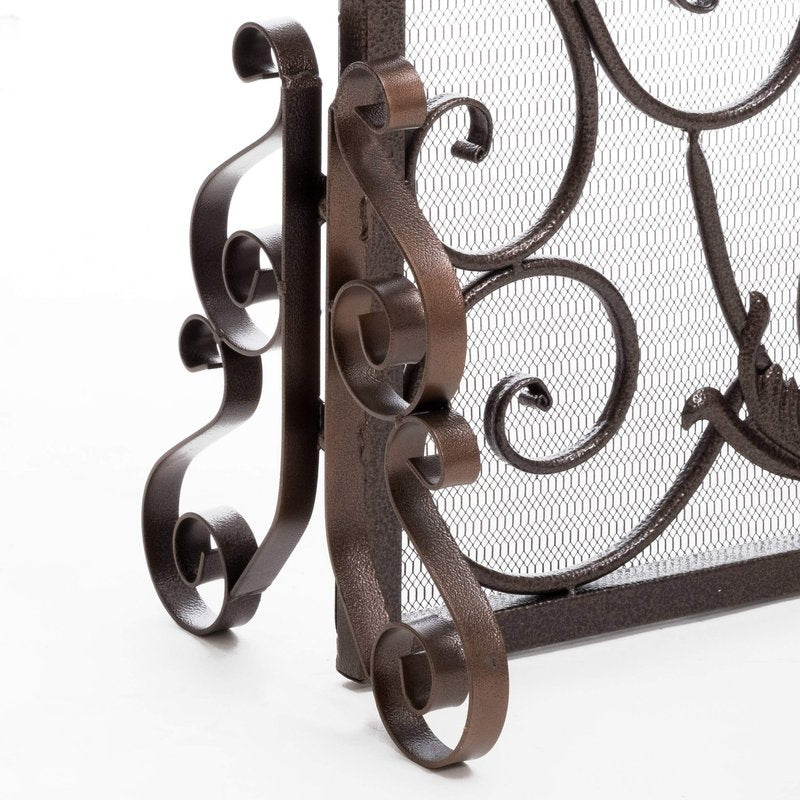 Christopher Knight Home Wilmington Fireplace Screen, Gold Flower On Black