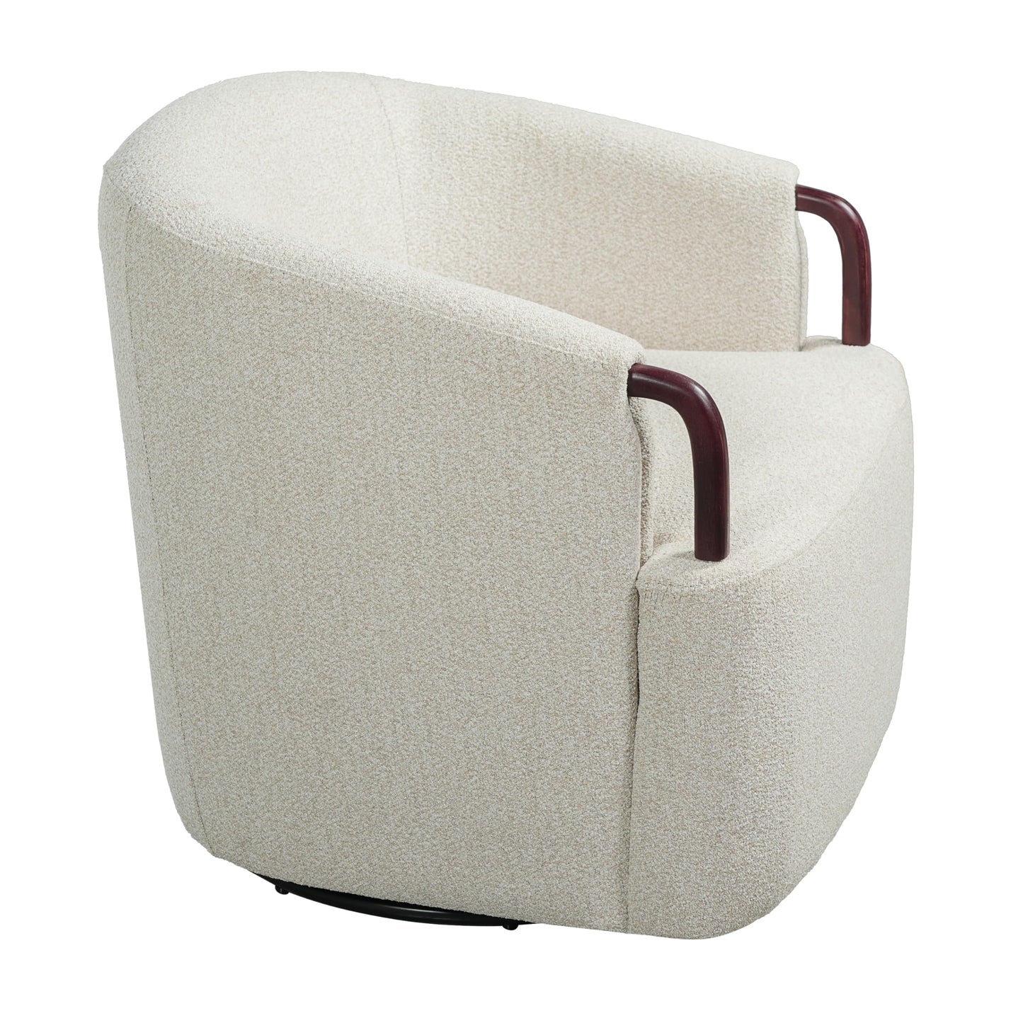 Christopher Knight Home Shiza Modern Swivel Chair with Solid Wood Base, Comfy Swivel Accent Chair with Curved Design, Soft Boucle Upholstered Lounge Sofa Chair for Living Room/Bedroom, Beige