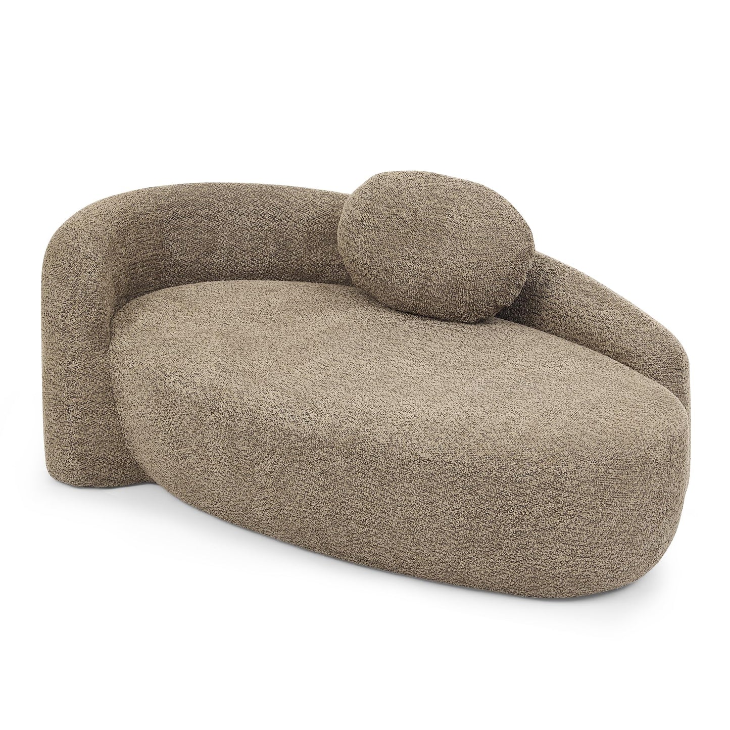 Full Foam Chaise Lounge Chair Indoor, Boucle Upholstered Boneless Chaise Lounge Sofa Bed, Right Facing Leisure Cloud Recliner Couches Sleeper Daybed for Living Room