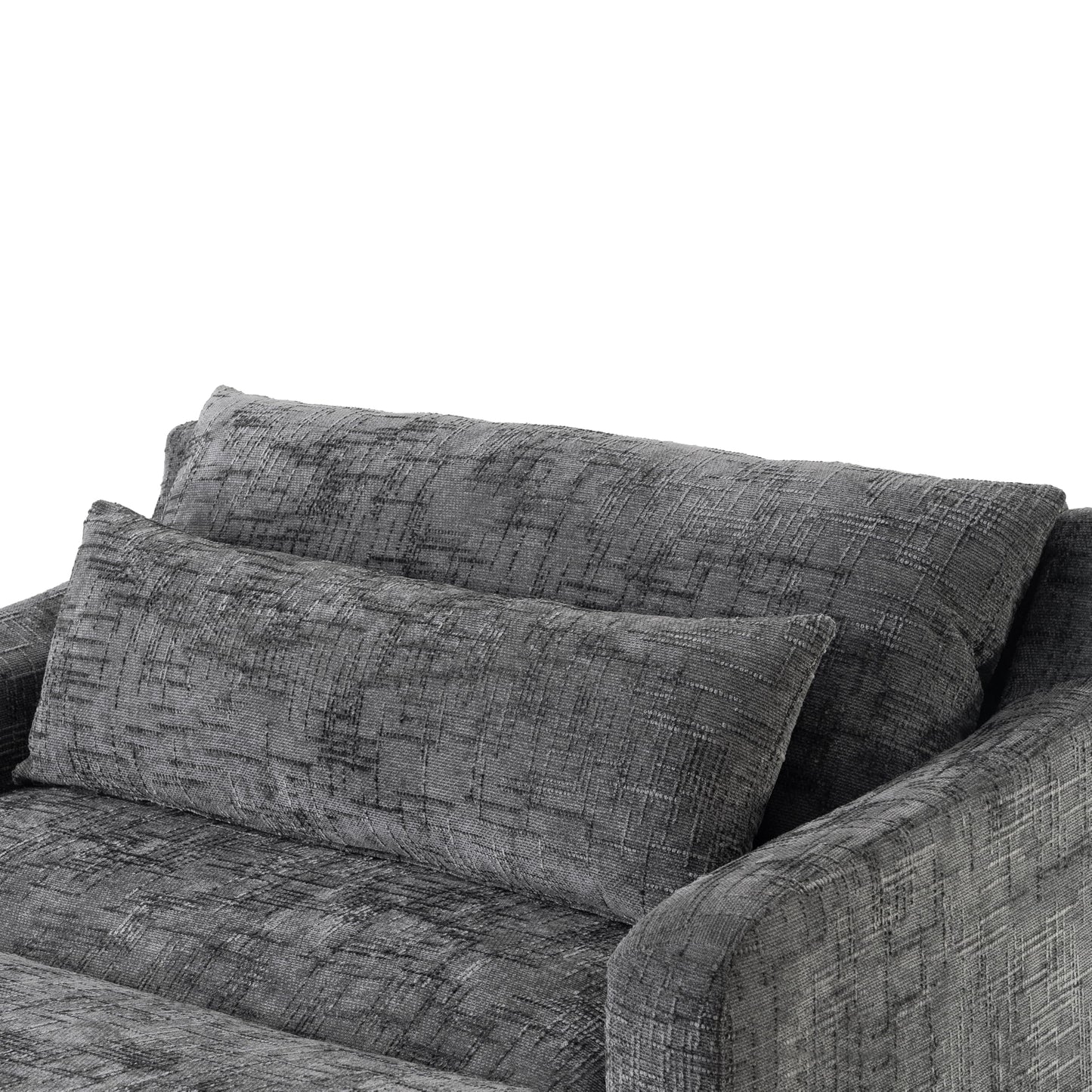 Merax Modern Indoor Chaise Lounge with Pillows, Oversized Chenille Upholstered Sleeper Sofa Bed with Armrests for Living Room, Apartment, Grey