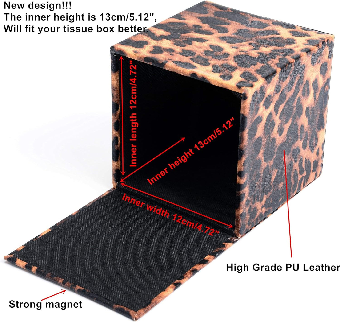 S Forever Home Decor Cube Tissue Box Holders - PU Leather Square Tissue Box Cover (Gold Lightning)