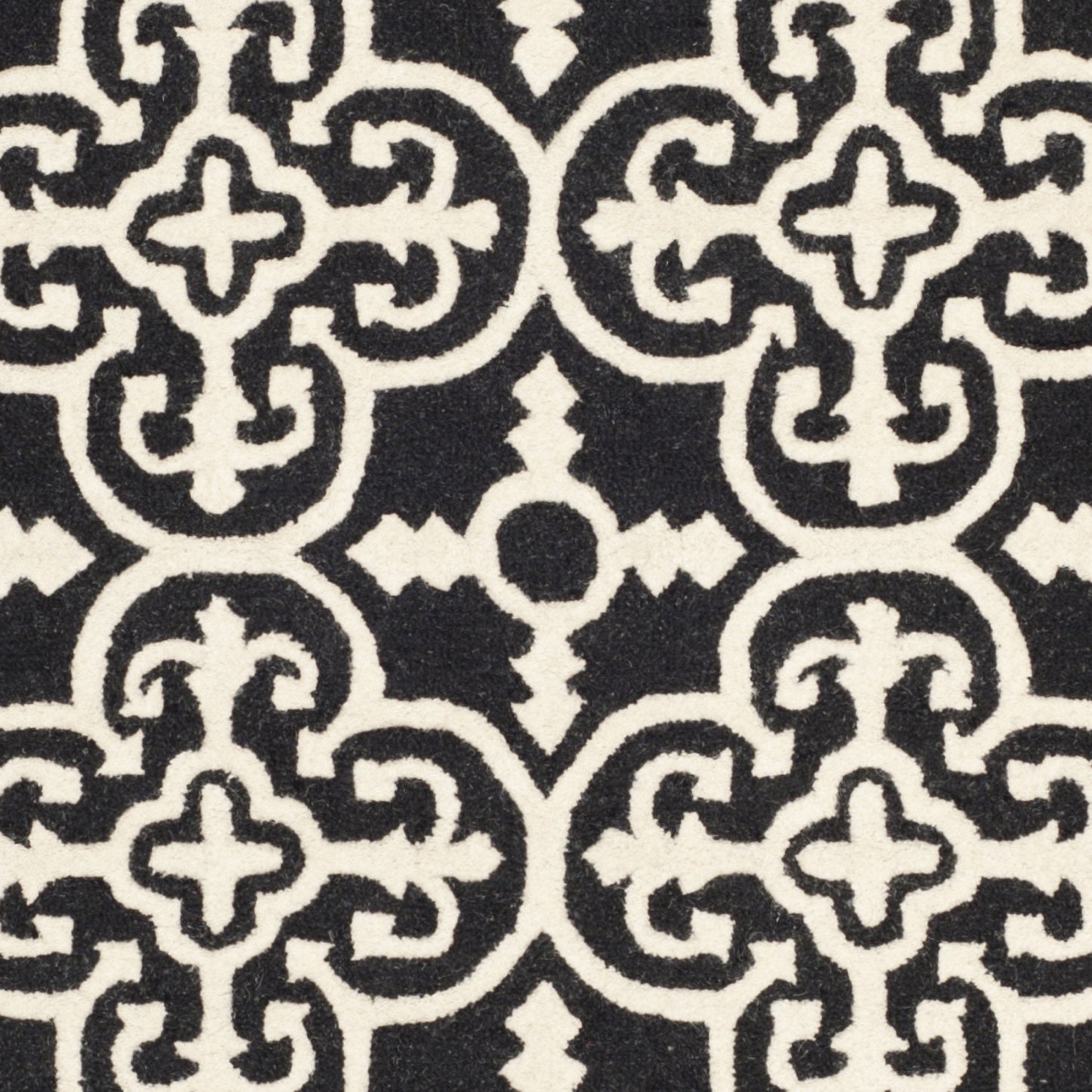 SAFAVIEH Cambridge Collection Area Rug - 9' x 12', Black & Ivory, Handmade Moroccan Wool, Ideal for High Traffic Areas in Living Room, Bedroom (CAM133E)