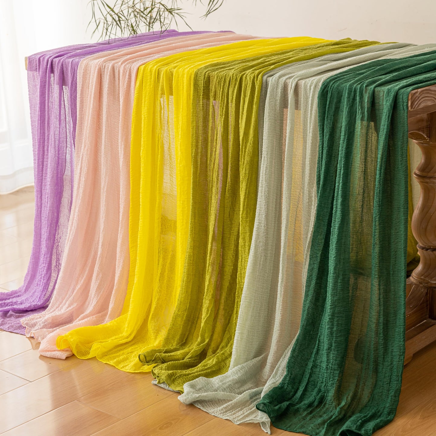 Keketoarrange Golden Yellow Summer Table Runner Cheesecloth Gauze Rustic 120 Inch 10 FT for Wedding Baby Shower Bridal Shower Birthday Engagement Garden Party Sheer Boho Spring Home Decorations
